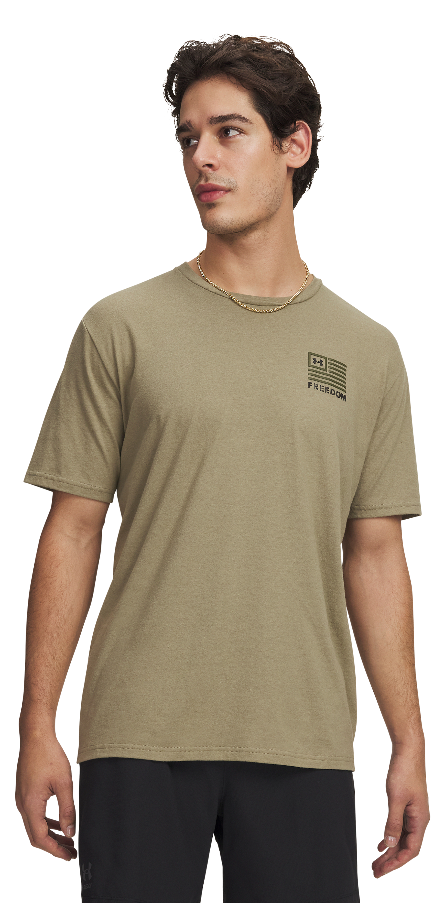 Image of Under Armour Freedom Flag Left-Chest Graphic Short-Sleeve T-Shirt - Federal Tan