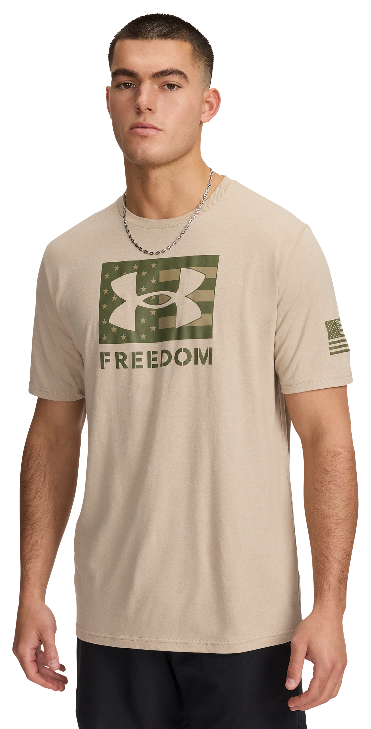 Image of Under Armour Freedom Logo Short-Sleeve T-Shirt - Desert Sand - 3XL