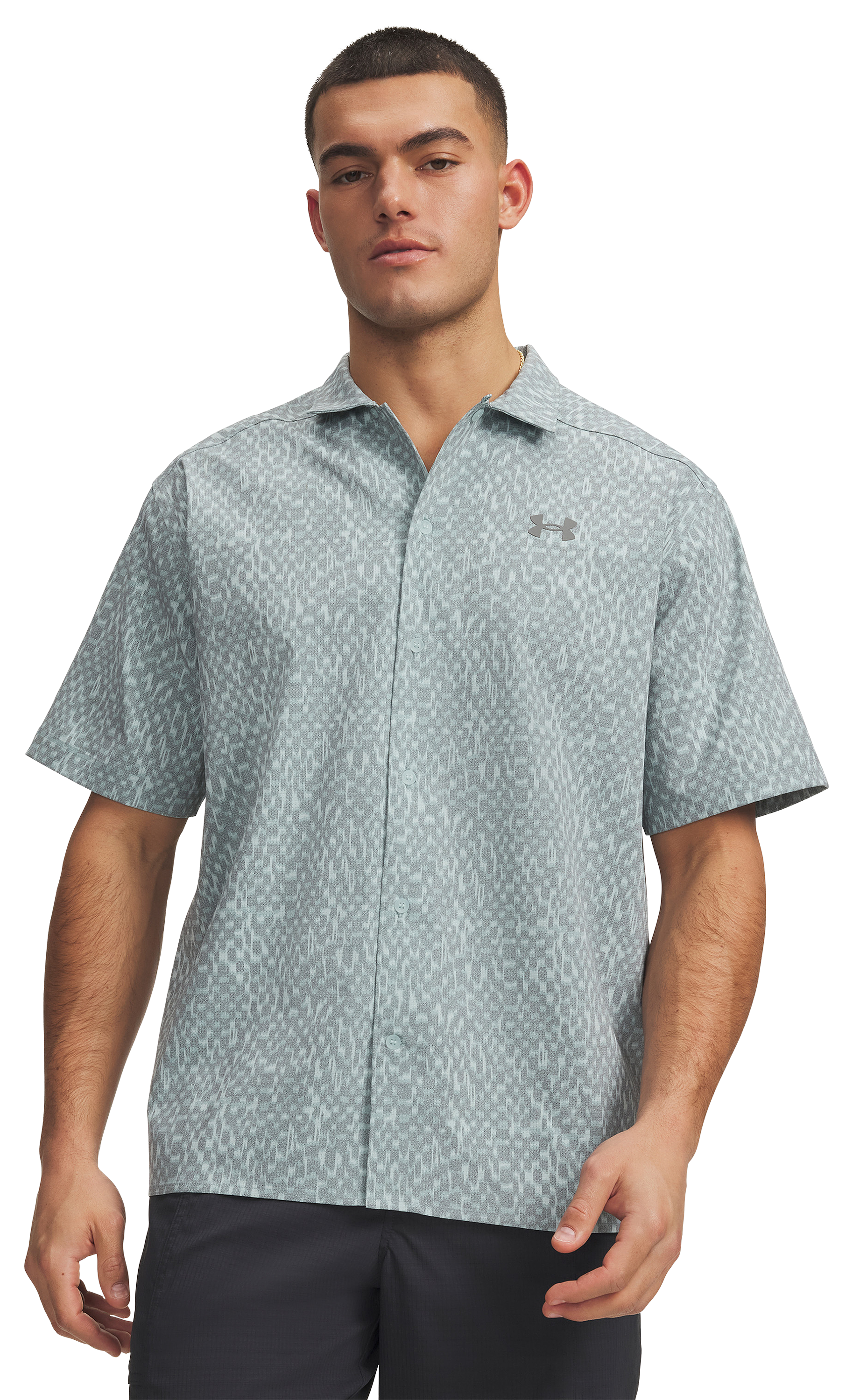Image of Under Armour Explore Airvent Woven Short-Sleeve Shirt - Enamel Blue