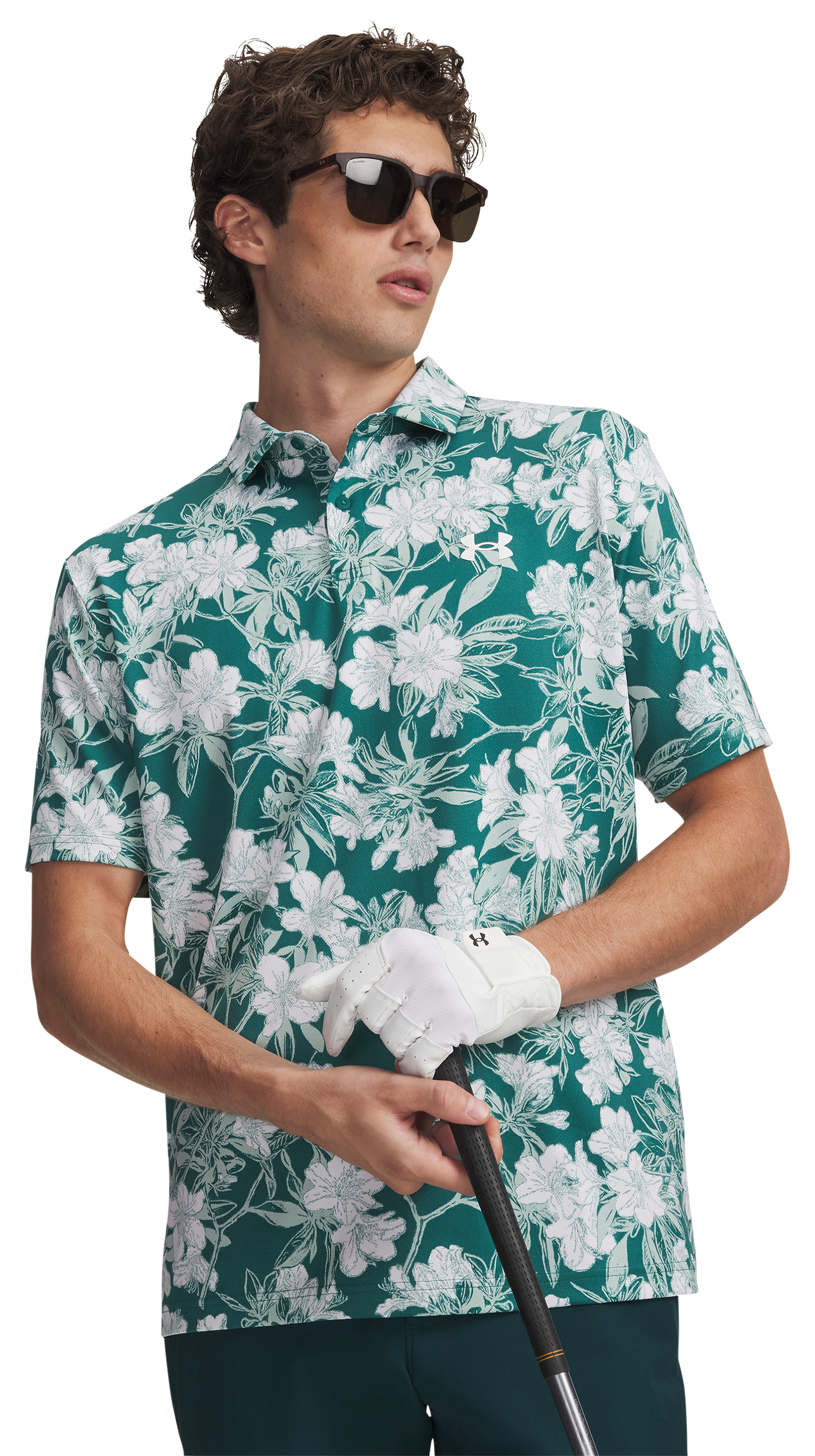 Image of Under Armour Matchplay Printed Short-Sleeve Polo - Rack Green