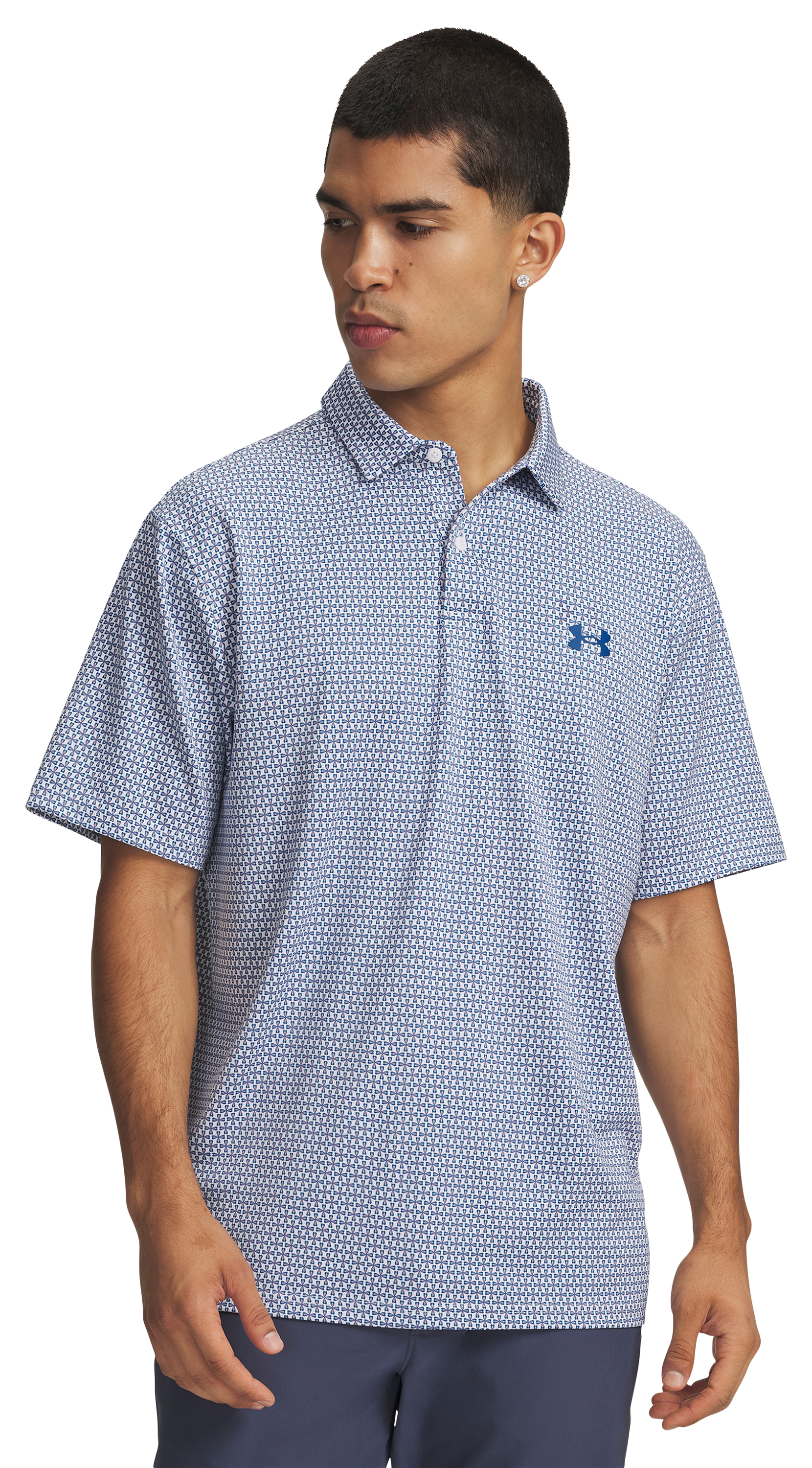 Image of Under Armour Matchplay Printed Short-Sleeve Polo - White