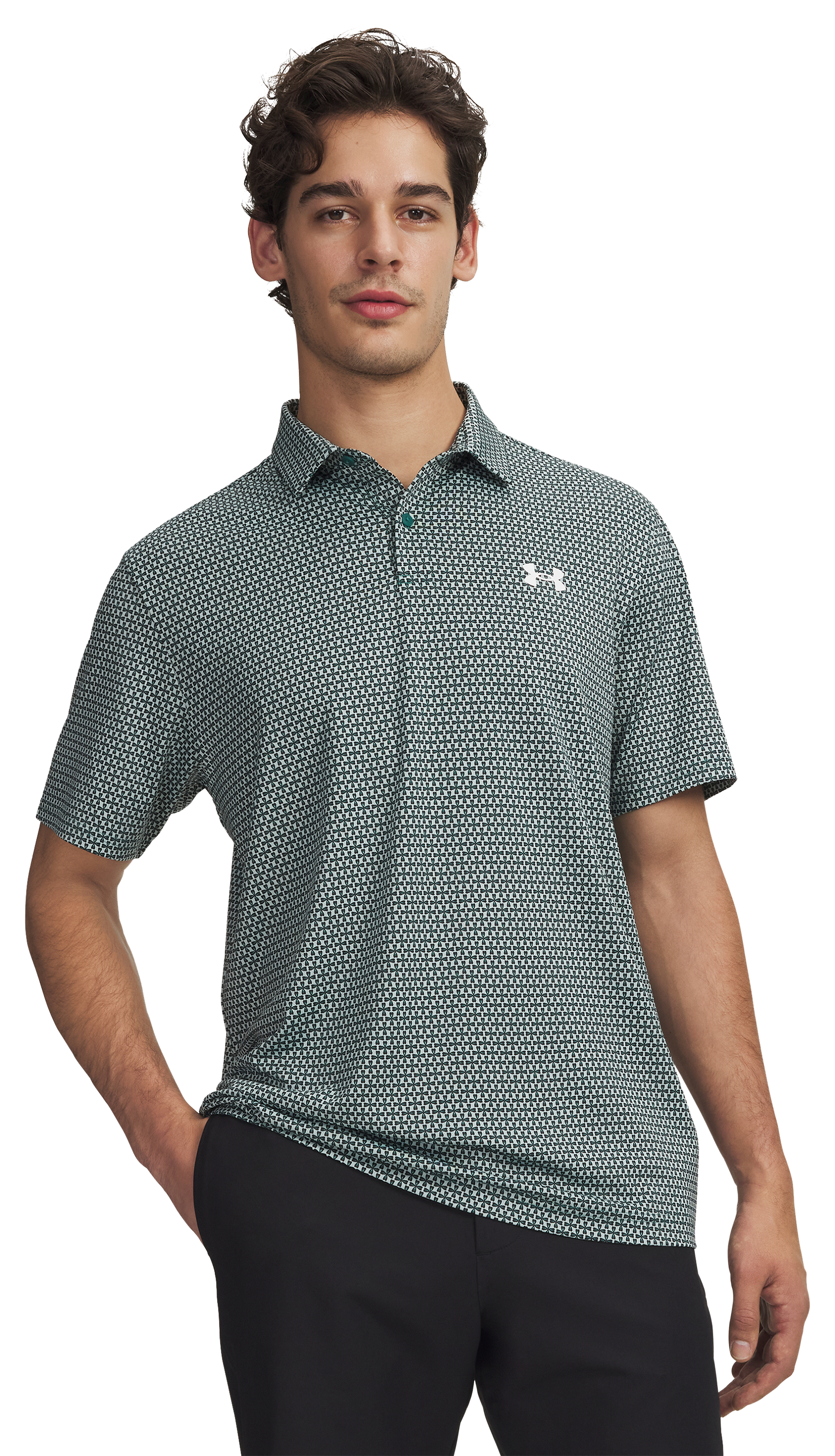 Image of Under Armour Matchplay Printed Short-Sleeve Polo - Enamel Blue