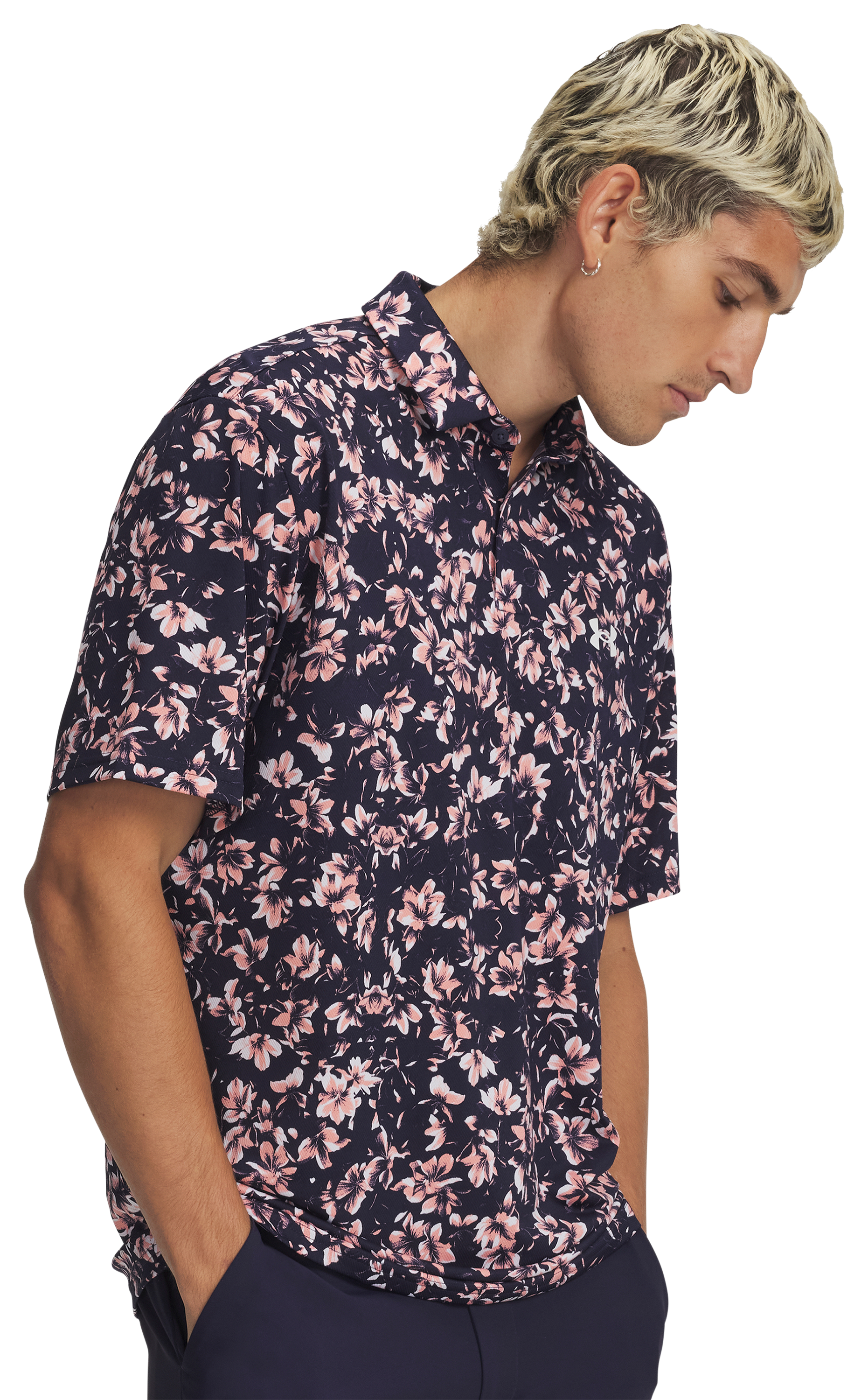 Image of Under Armour Matchplay Printed Short-Sleeve Polo - Midnight Navy