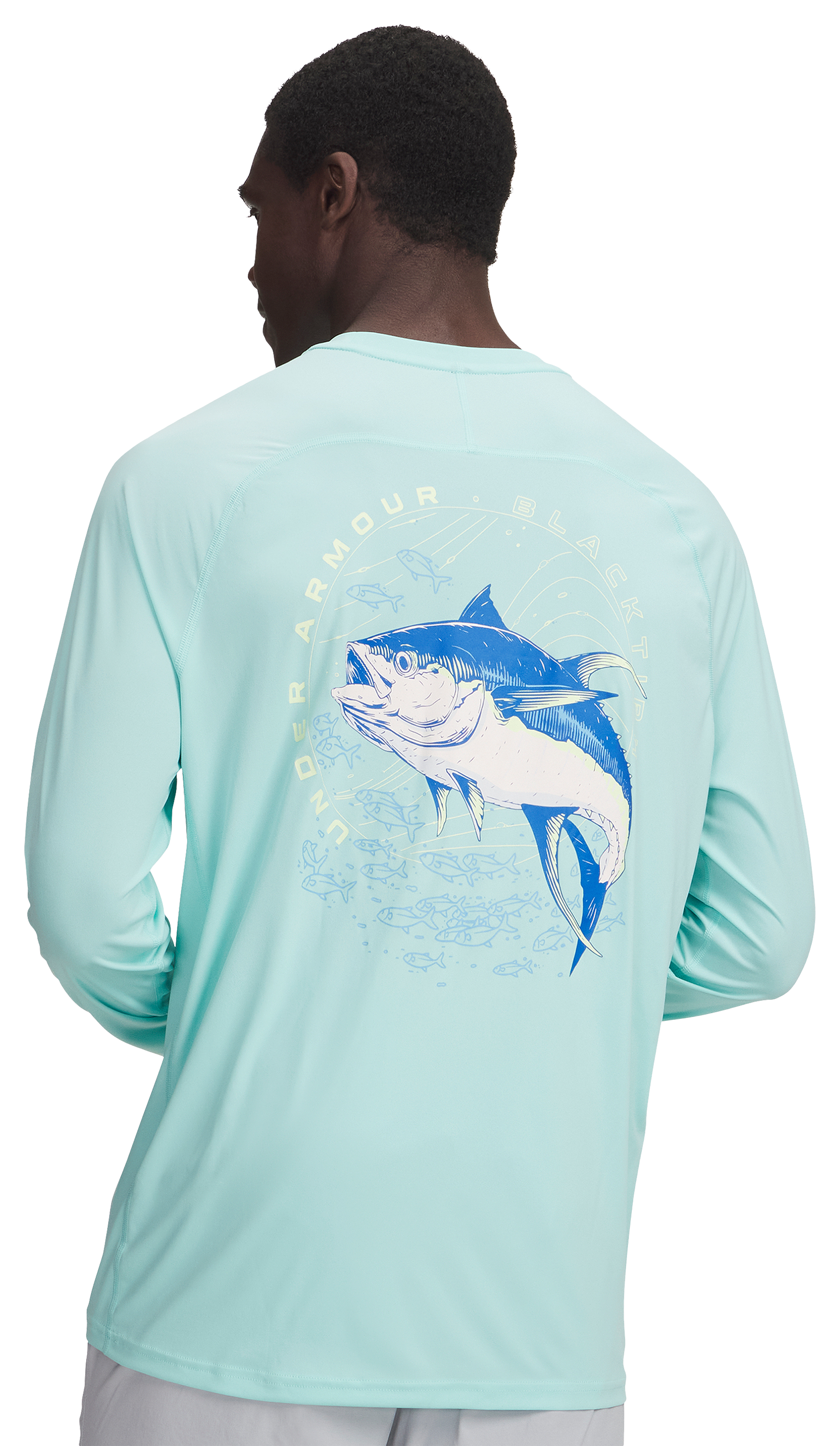 Image of Under Armour BlacktipH Fish Elite Tuna Species Long-Sleeve Crew - Neo Turquoise