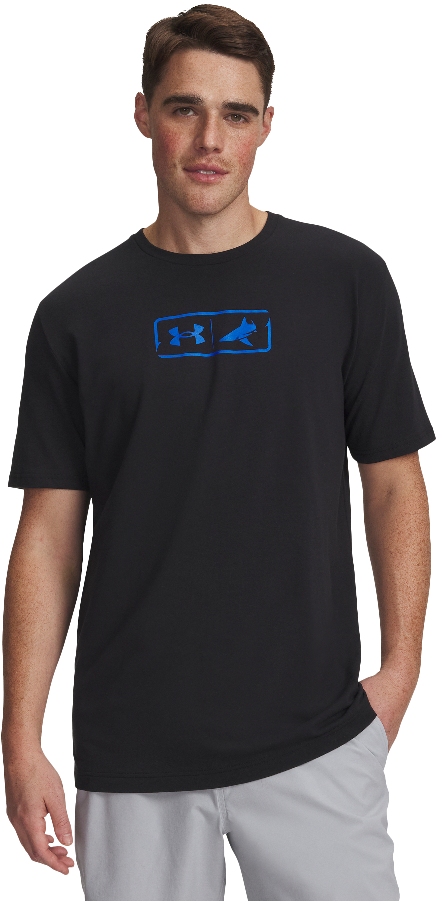 Image of Under Armour BlacktipH Fish Logo Short-Sleeve T-Shirt - Black - 2XL