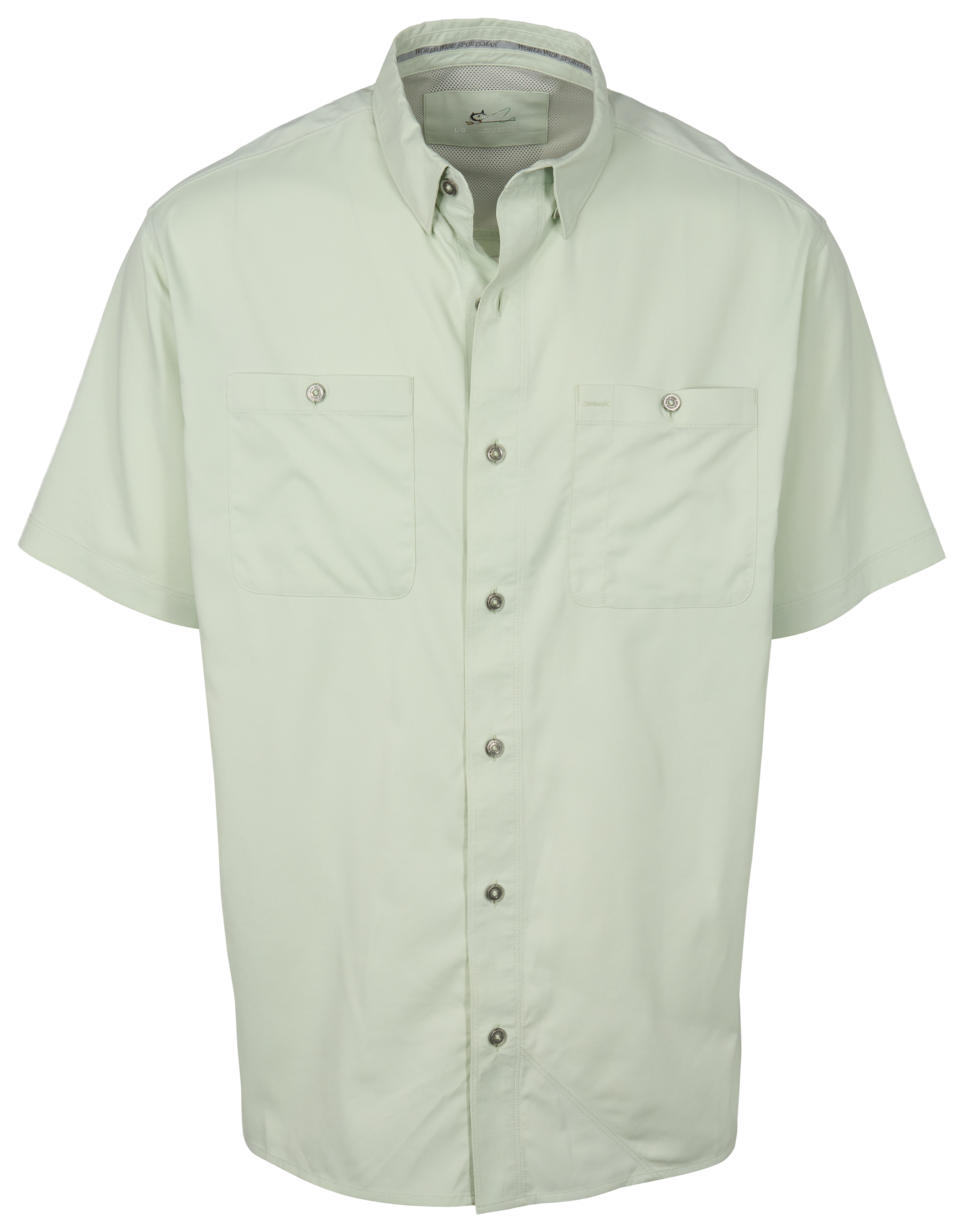 Image of World Wide Sportsman Ultimate Angler Solid Short-Sleeve Button-Down Shirt - Pale Green
