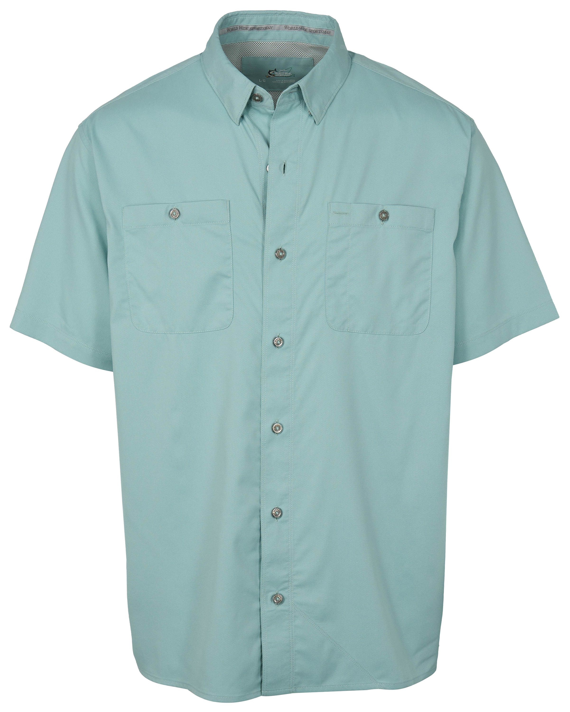 Image of World Wide Sportsman Ultimate Angler Solid Short-Sleeve Button-Down Shirt - Aquifer