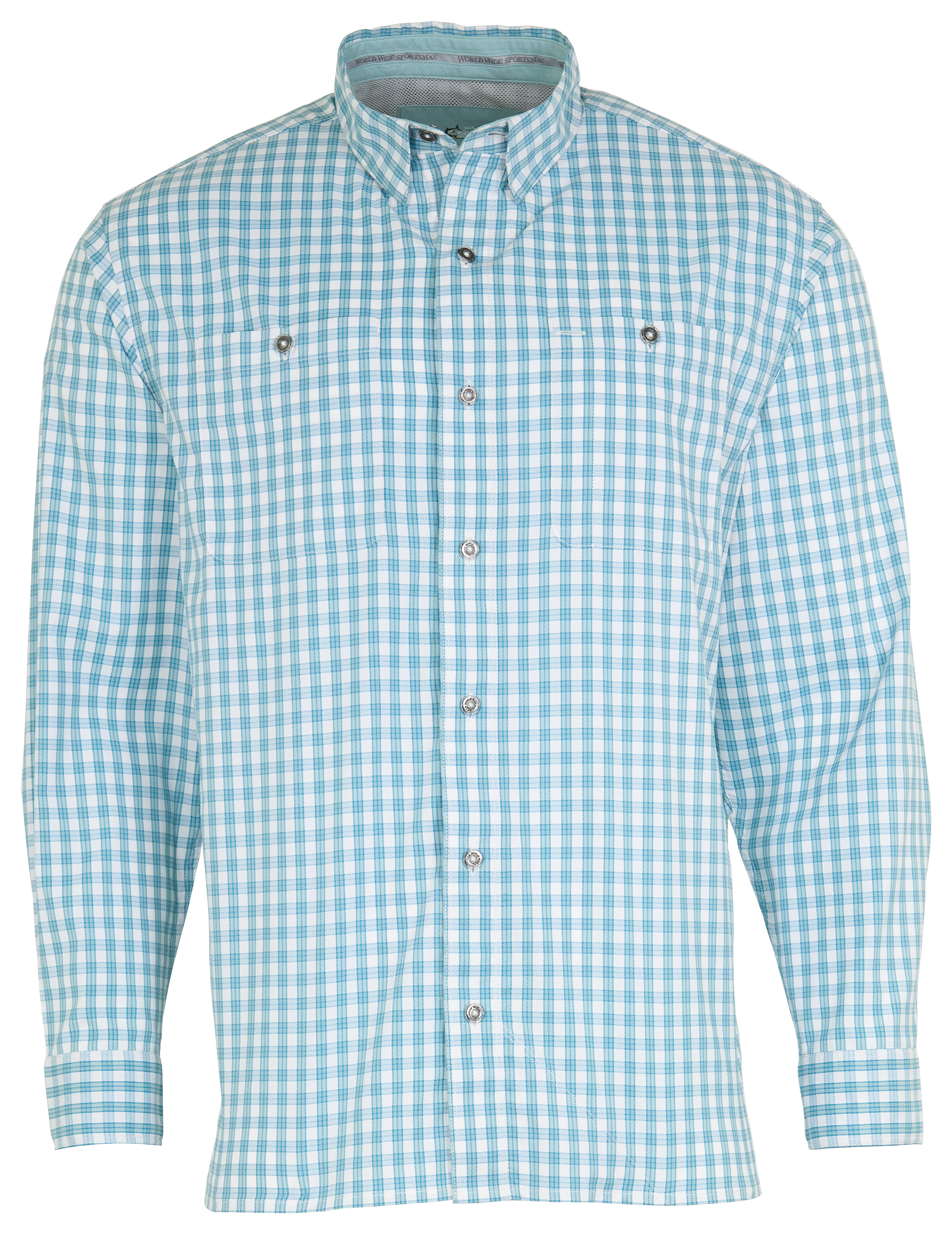 Image of World Wide Sportsman Ultimate Angler Plaid Long-Sleeve Shirt - Larkspur Check