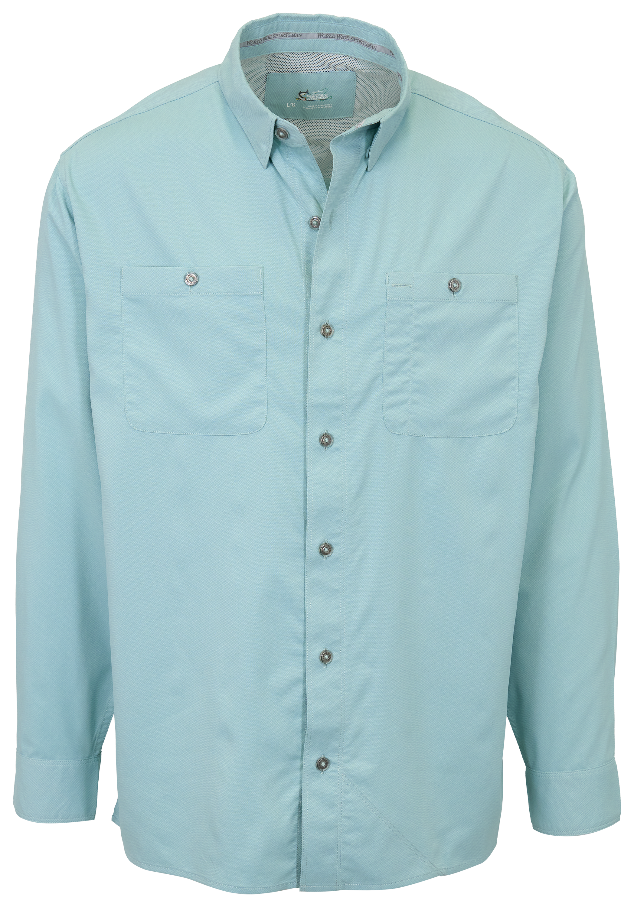 WORLD WIDE SPORTSMAN Ultimate Angler 3D Cool Solid Long-Sleeve Button-Down Shirt