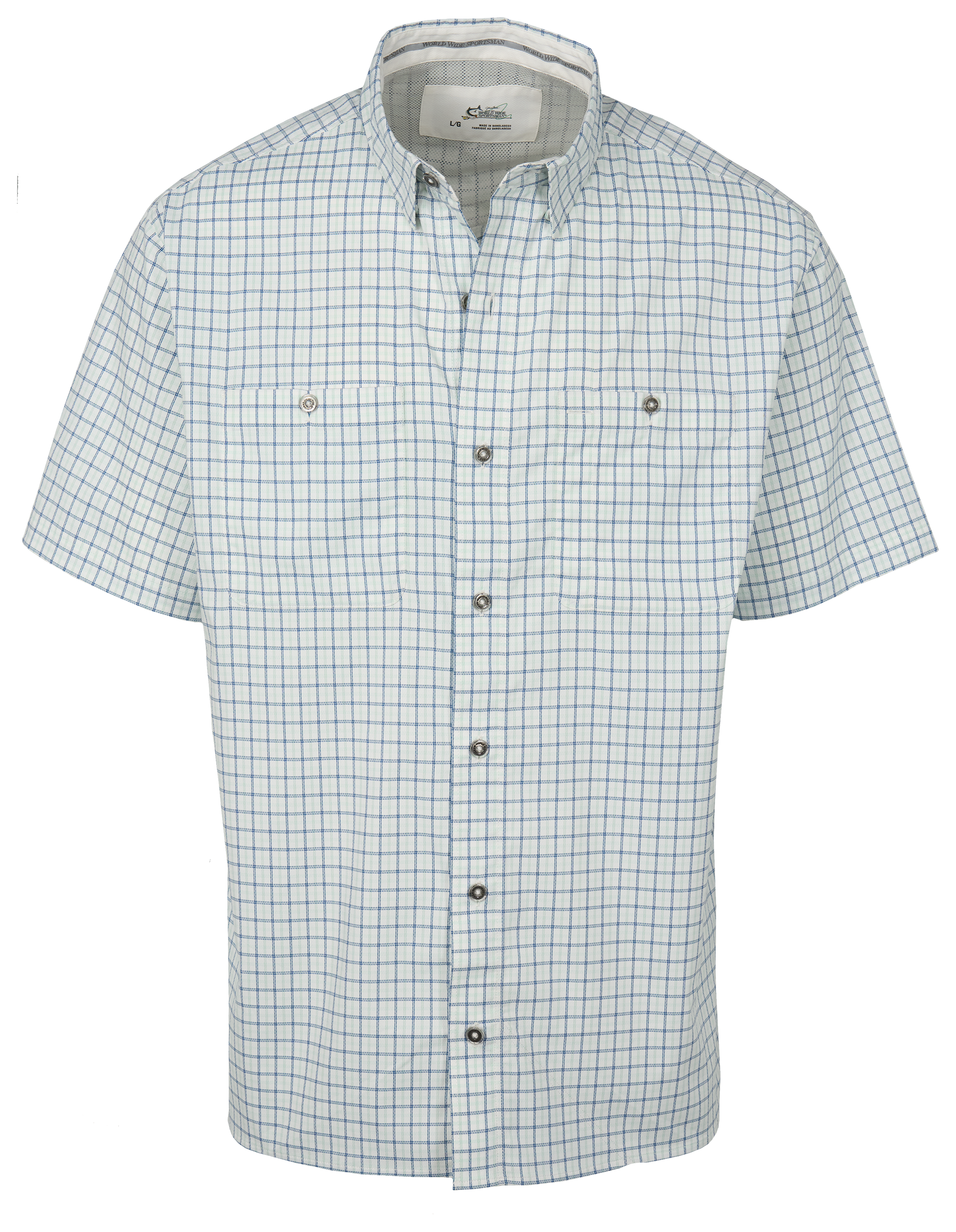 Image of World Wide Sportsman Ultimate Angler Plaid Short-Sleeve Shirt - White Check