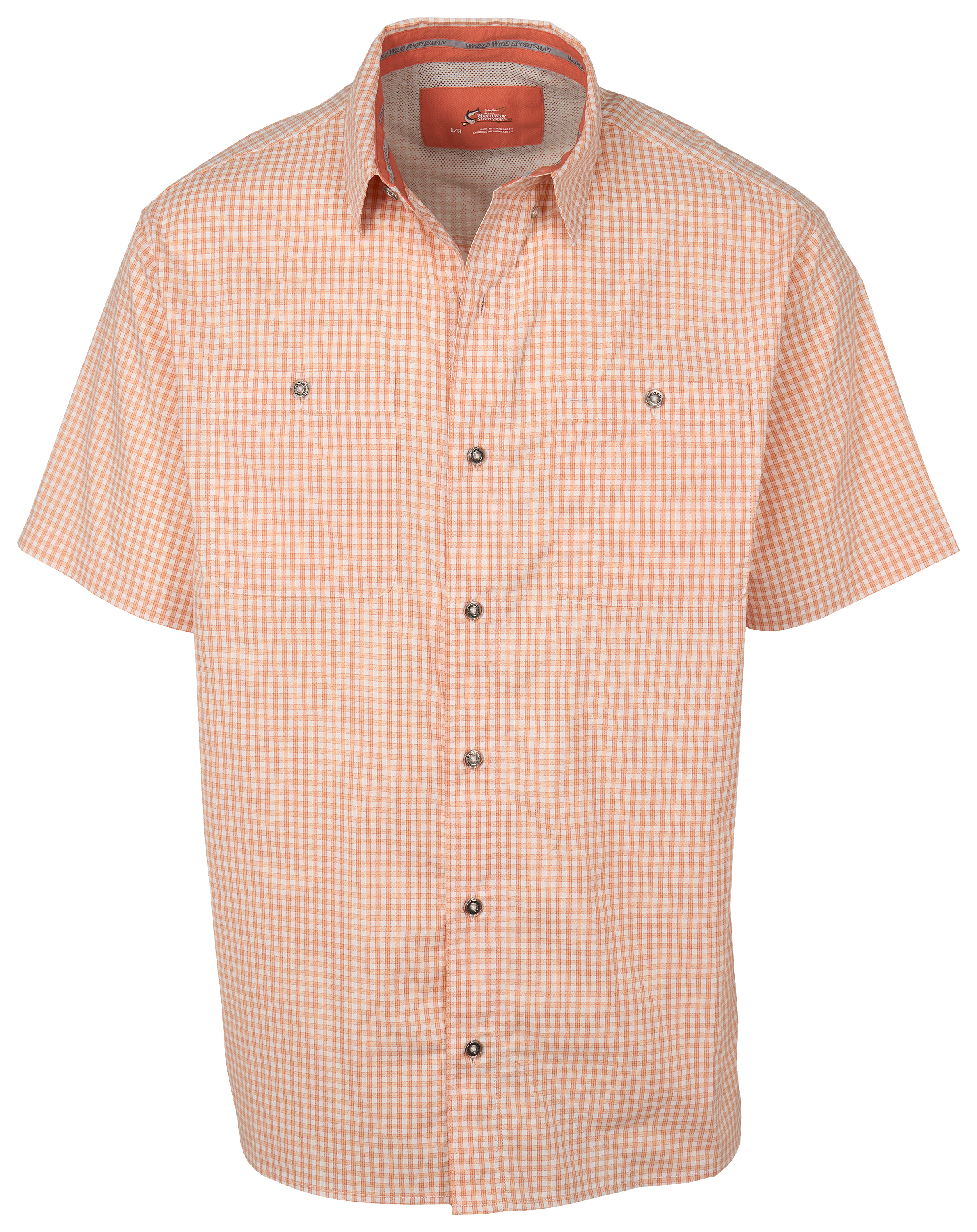 Image of World Wide Sportsman Ultimate Angler Plaid Short-Sleeve Shirt - Langoustine Square