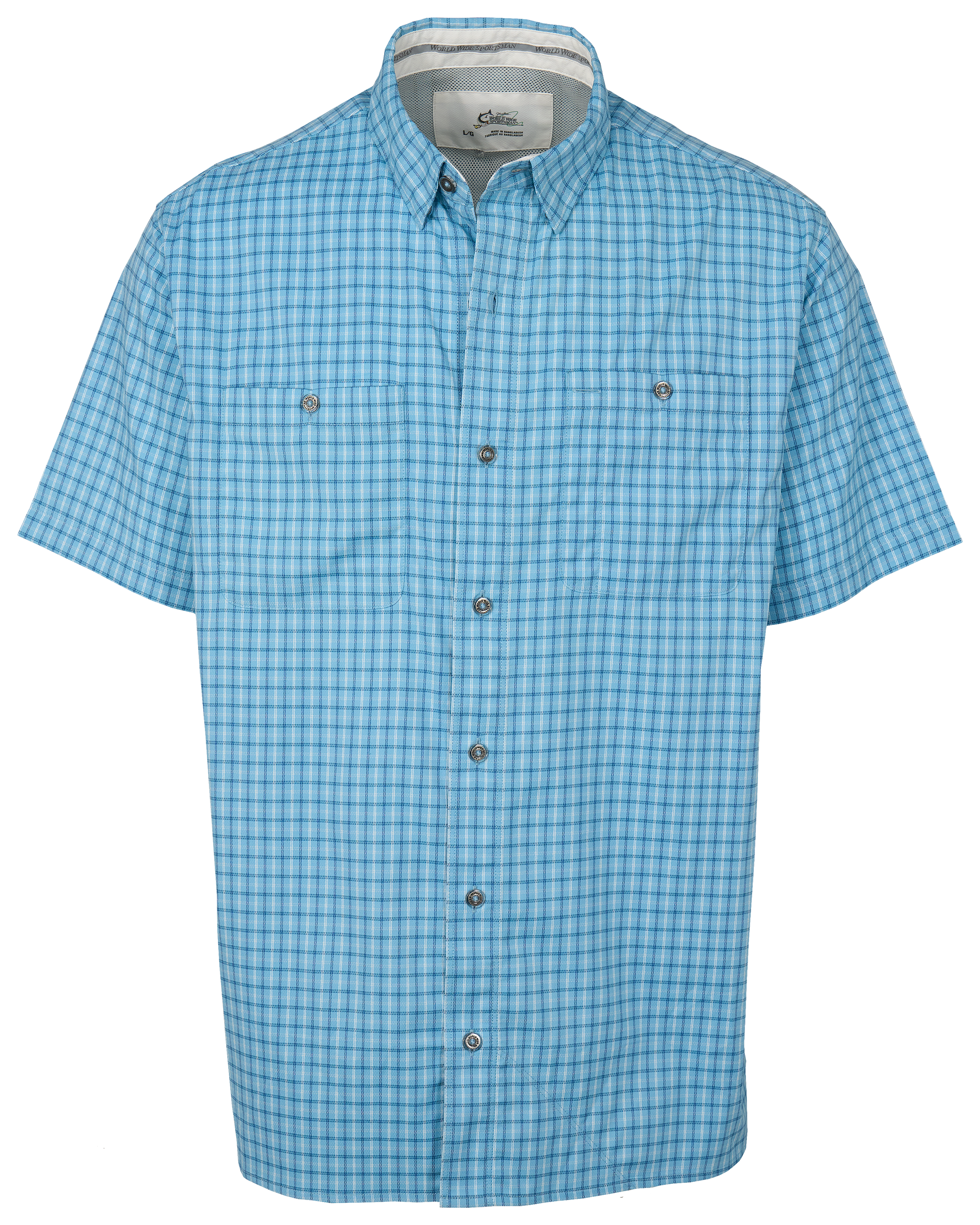 Image of World Wide Sportsman Ultimate Angler Plaid Short-Sleeve Shirt - Cooling Vapors Check