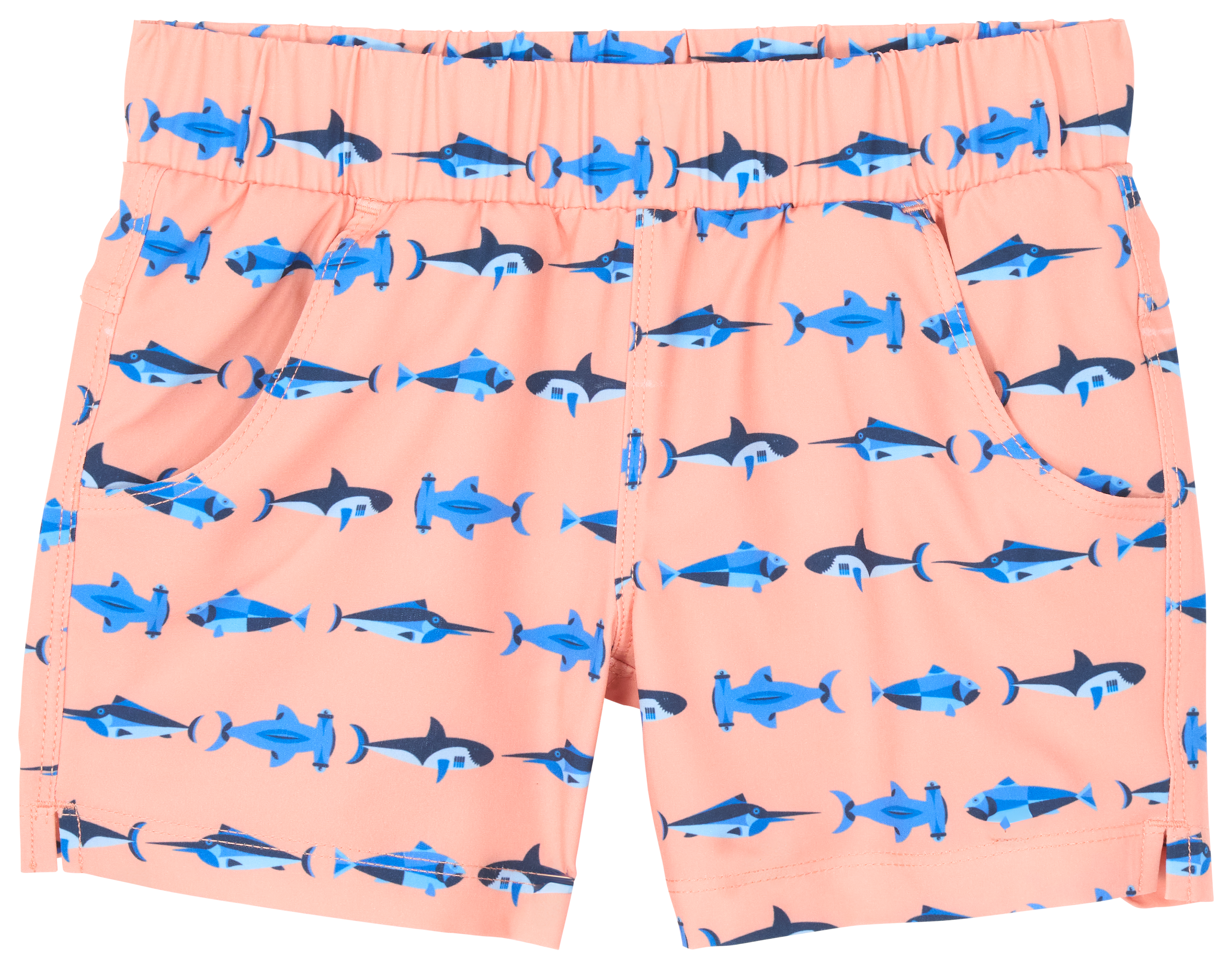 Image of World Wide Sportsman Charter Shorts for Toddlers - Peach Fish Friends