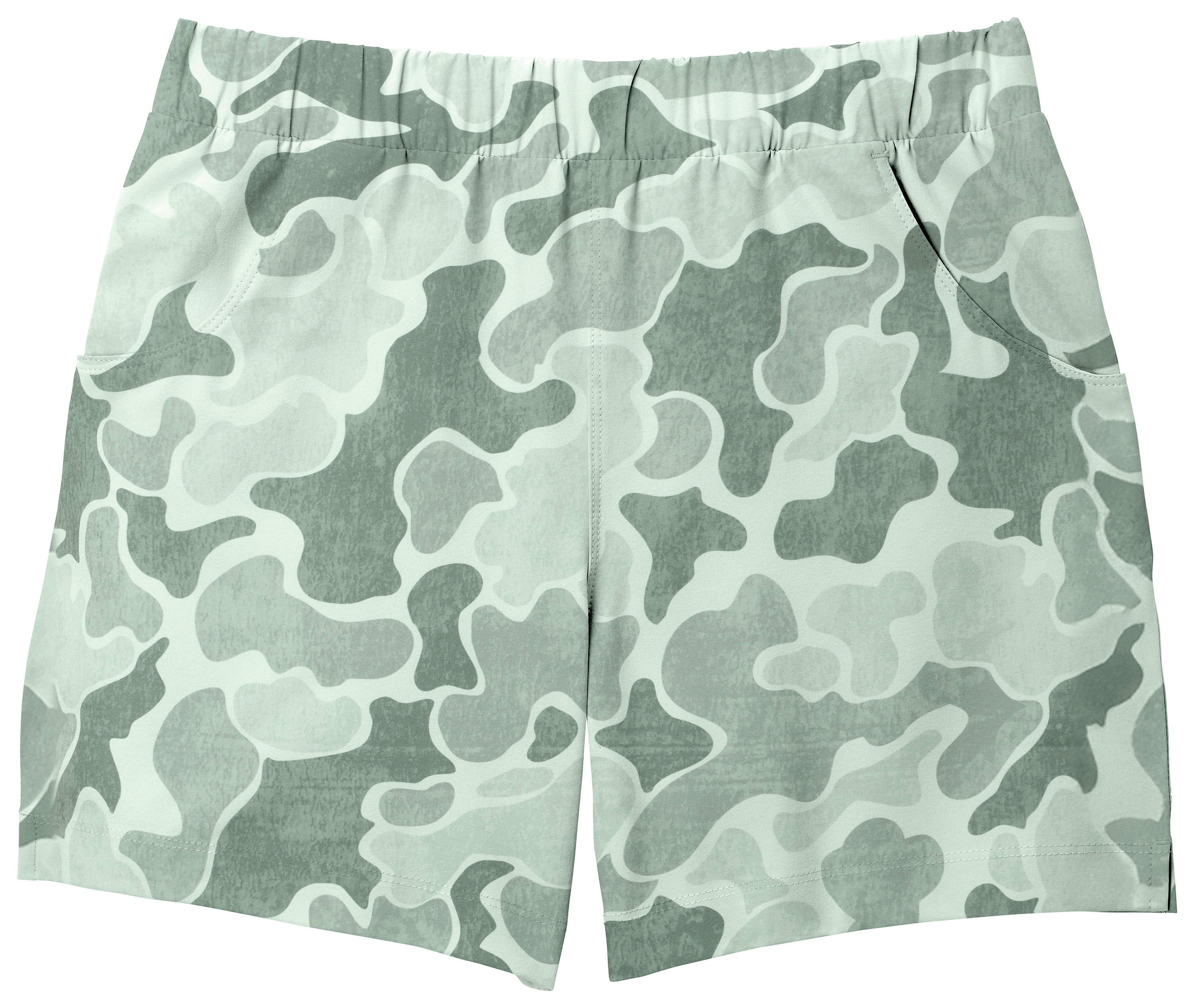 Image of World Wide Sportsman Charter Elastic-Waist Shorts for Kids - Green Vintage Camo