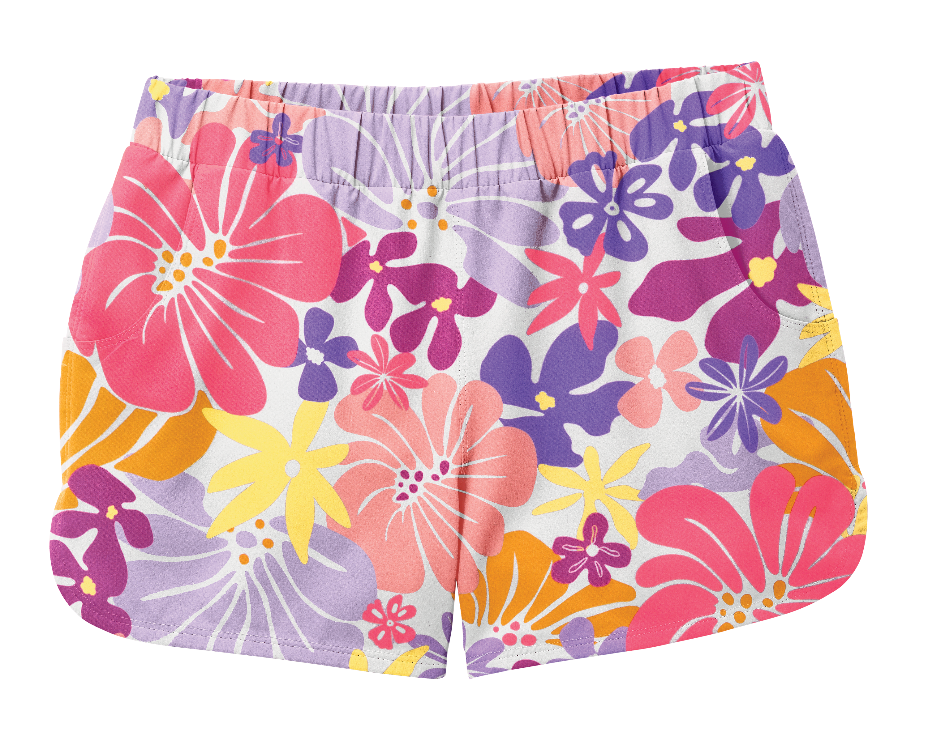 Image of World Wide Sportsman Charter Elastic-Waist Shorts for Kids - Flower Power