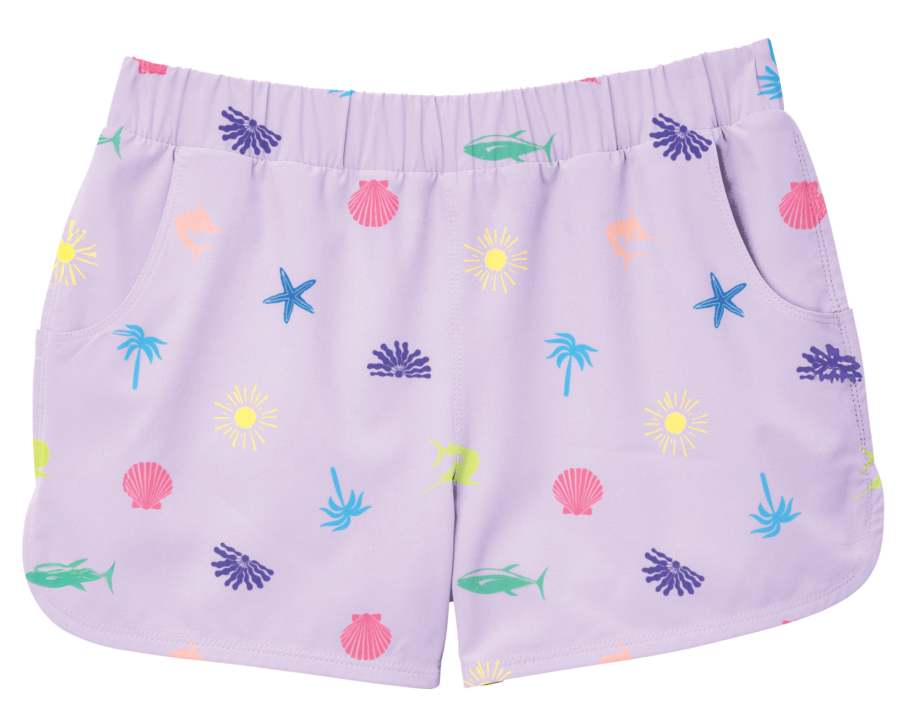 Image of World Wide Sportsman Charter Elastic-Waist Shorts for Kids - Shore Sunshine