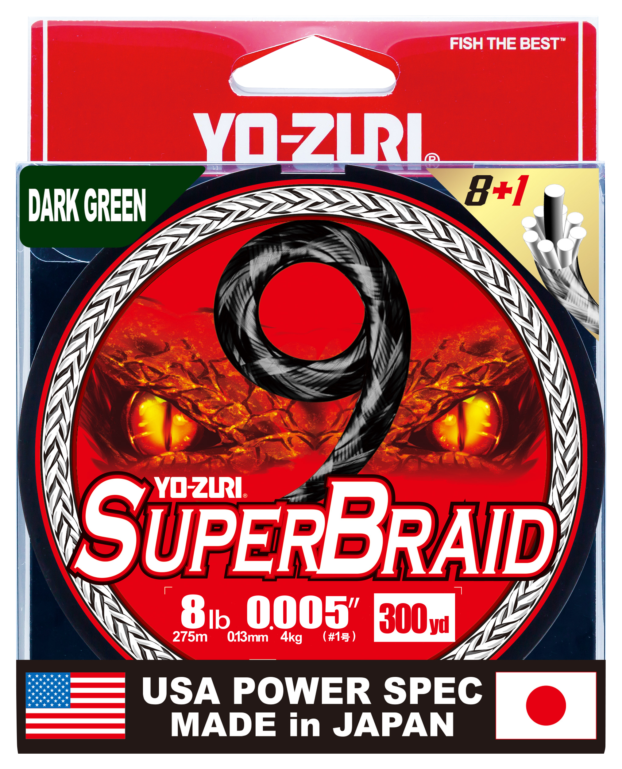 Image of Yo-Zuri SuperBraid 9-Braid Fishing Line - Dark Green - 300 Yards - 8 lb.