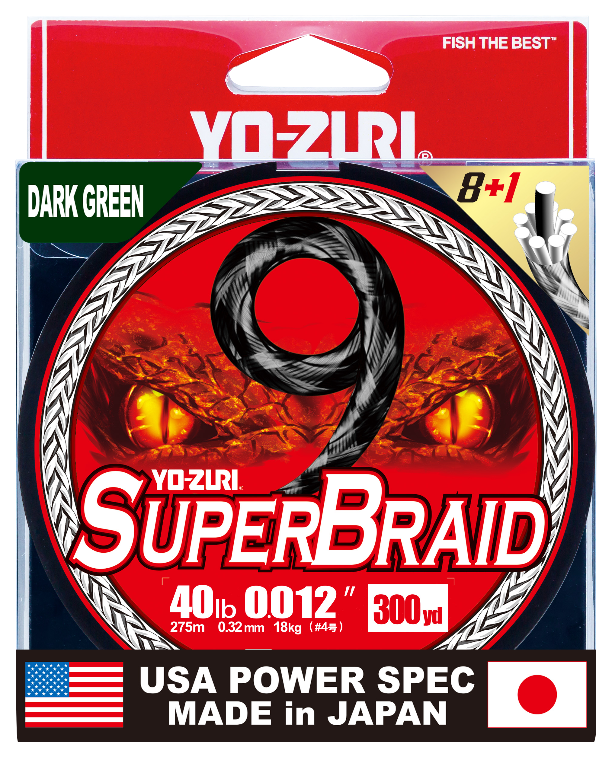 Image of Yo-Zuri SuperBraid 9-Braid Fishing Line - Dark Green - 300 Yards - 40 lb.