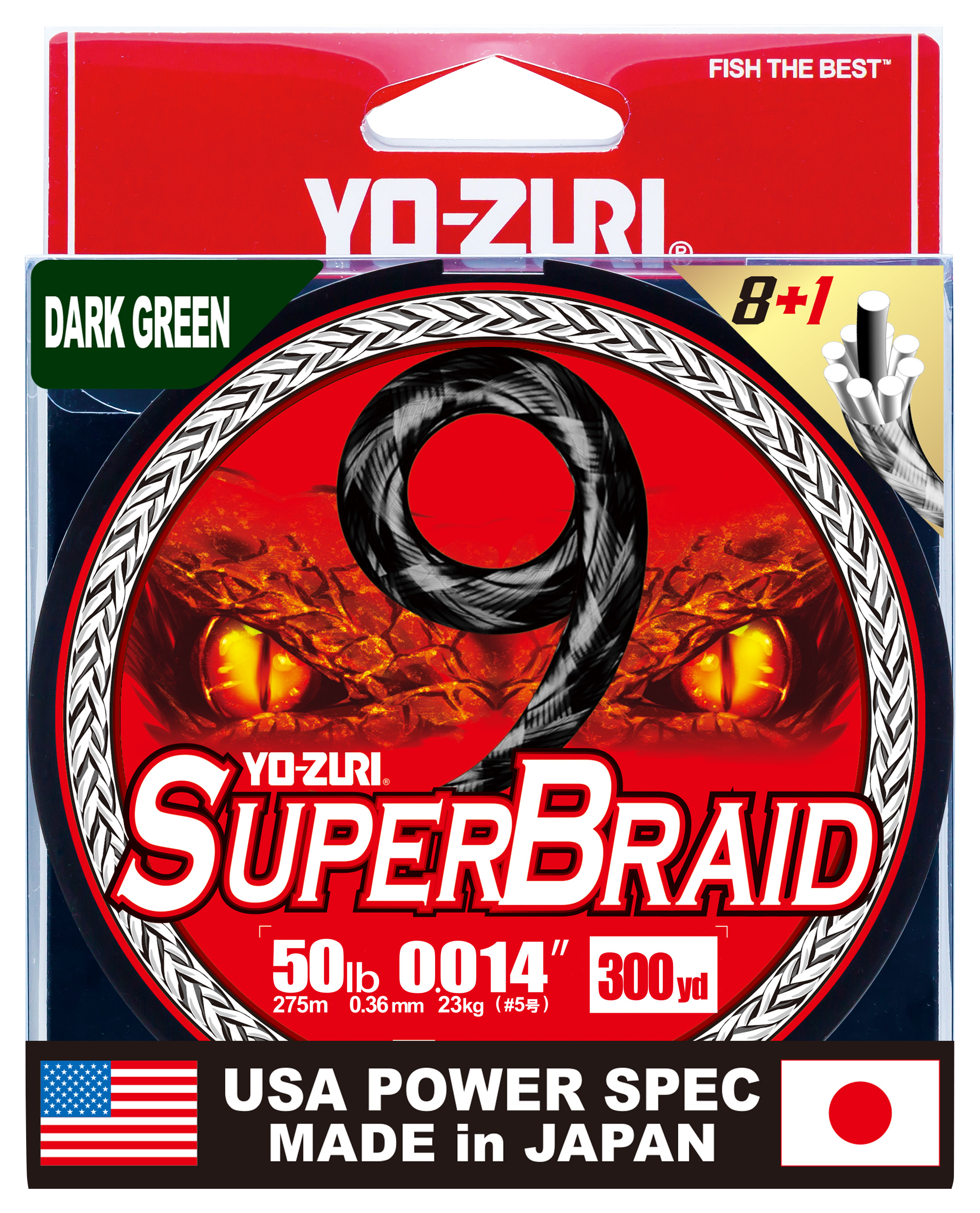 Image of Yo-Zuri SuperBraid 9-Braid Fishing Line - Dark Green - 300 Yards - 50 lb.