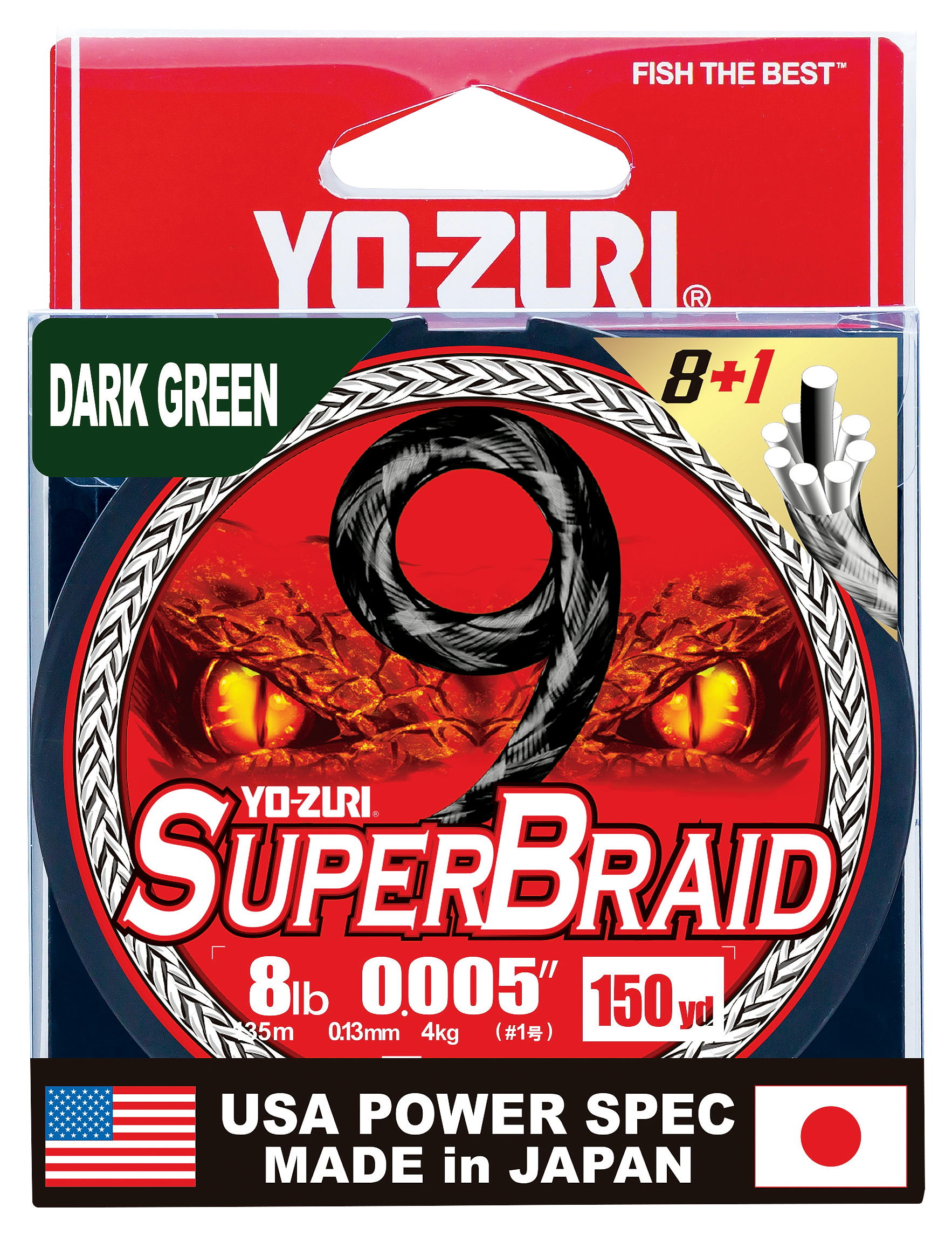 Image of Yo-Zuri SuperBraid 9-Braid Fishing Line - Dark Green - 150 Yards - 8 lb.