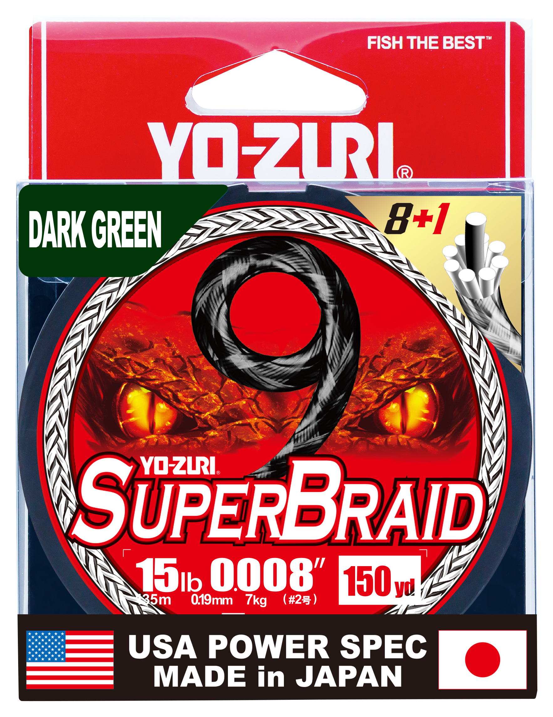 Image of Yo-Zuri SuperBraid 9-Braid Fishing Line - Dark Green - 150 Yards - 15 lb.