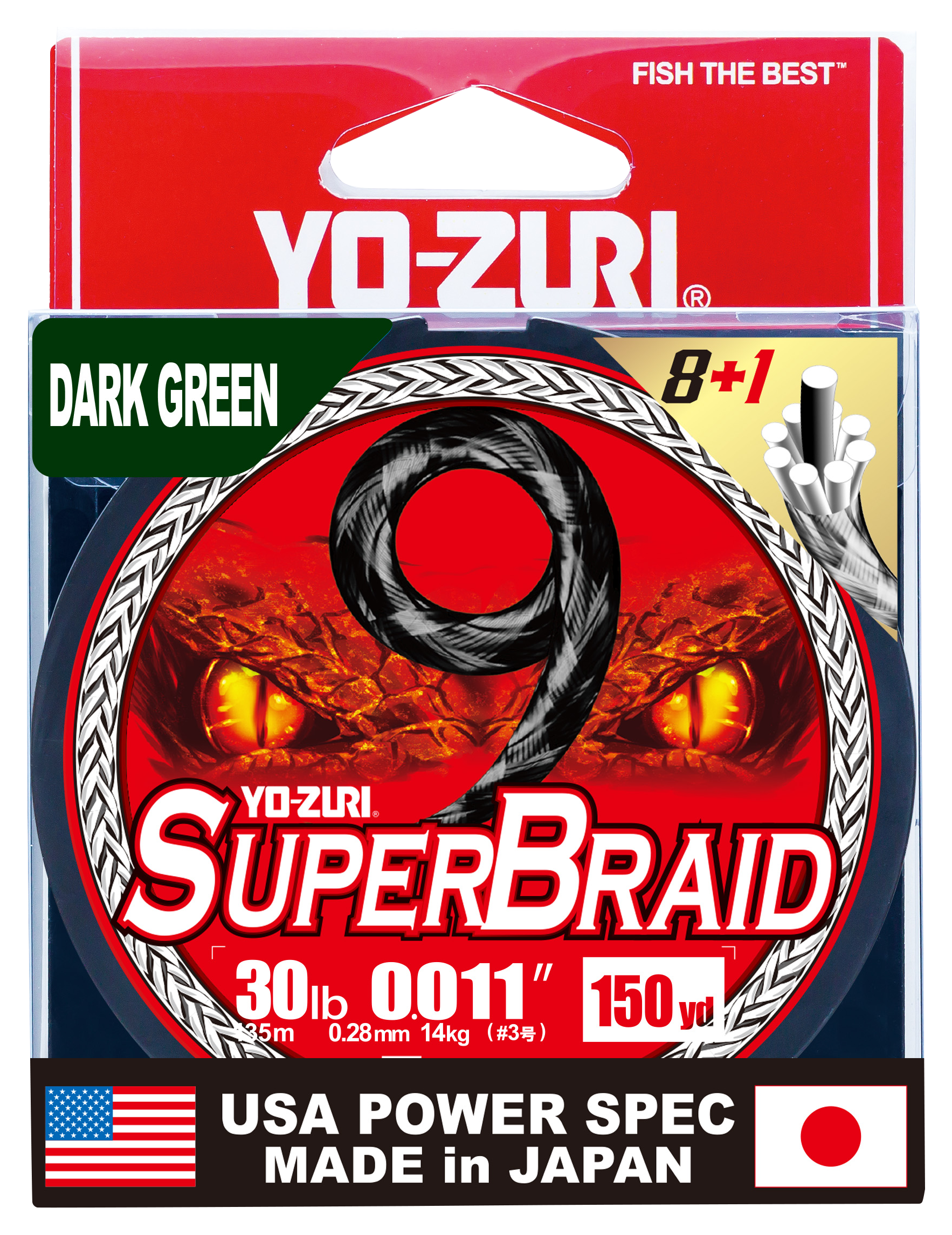 Image of Yo-Zuri SuperBraid 9-Braid Fishing Line - Dark Green - 150 Yards - 30 lb.