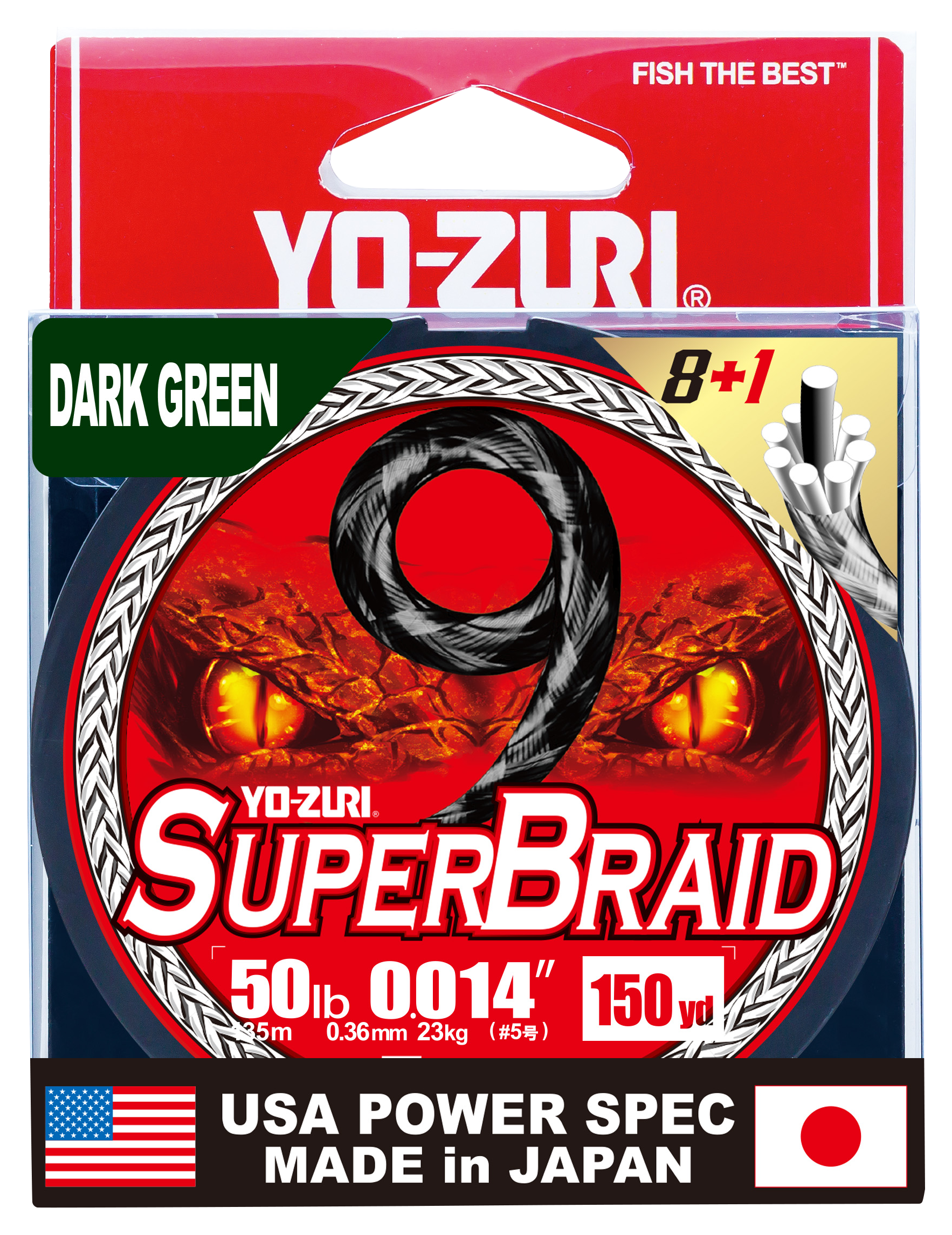 Image of Yo-Zuri SuperBraid 9-Braid Fishing Line - Dark Green - 150 Yards - 50 lb.