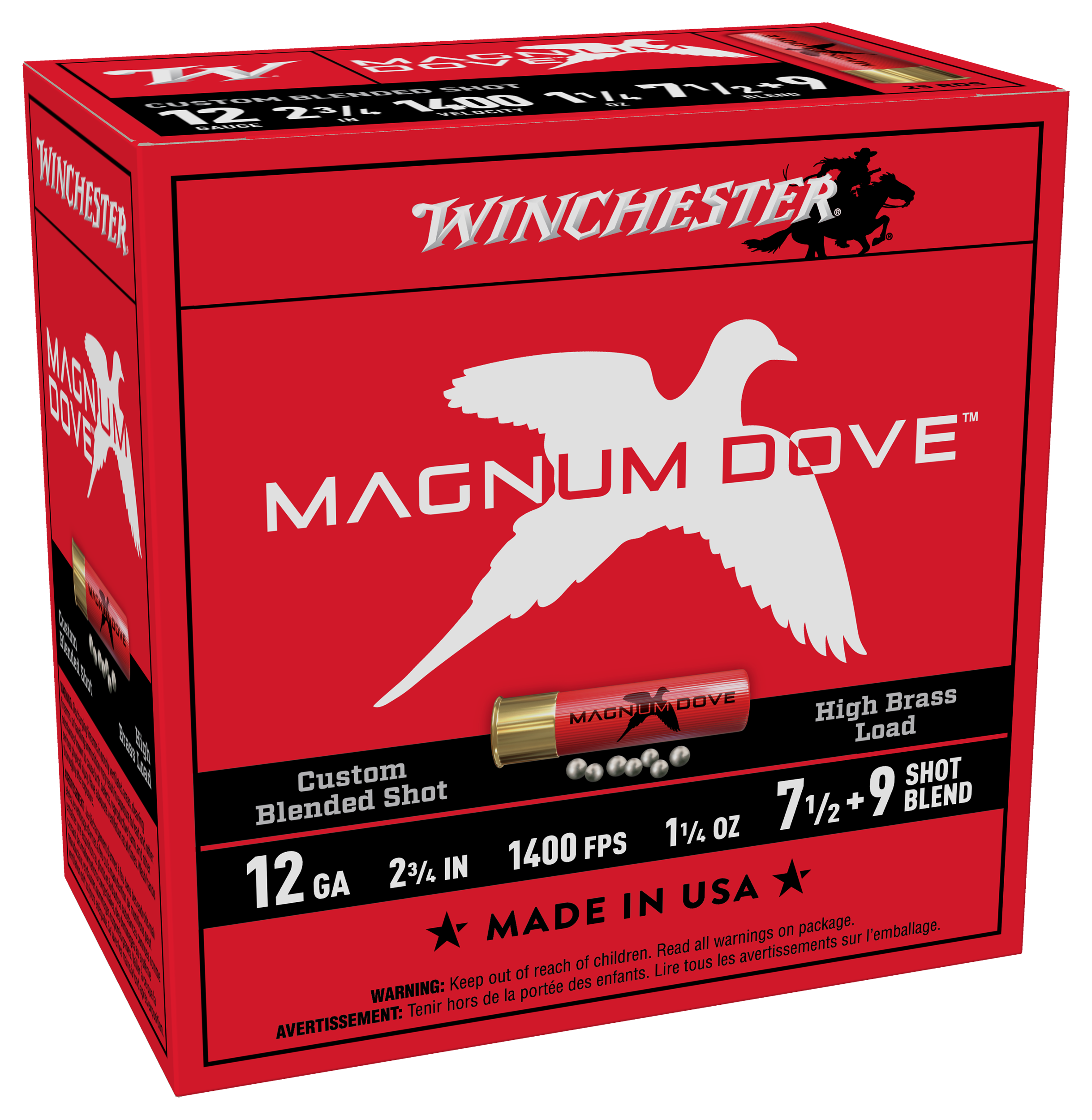 Winchester Magnum Dove 12-Ga. 2-3/4″ 1-1/4 oz. Shotshells - 7.5 &9 Shot - 250 Rounds - Winchester