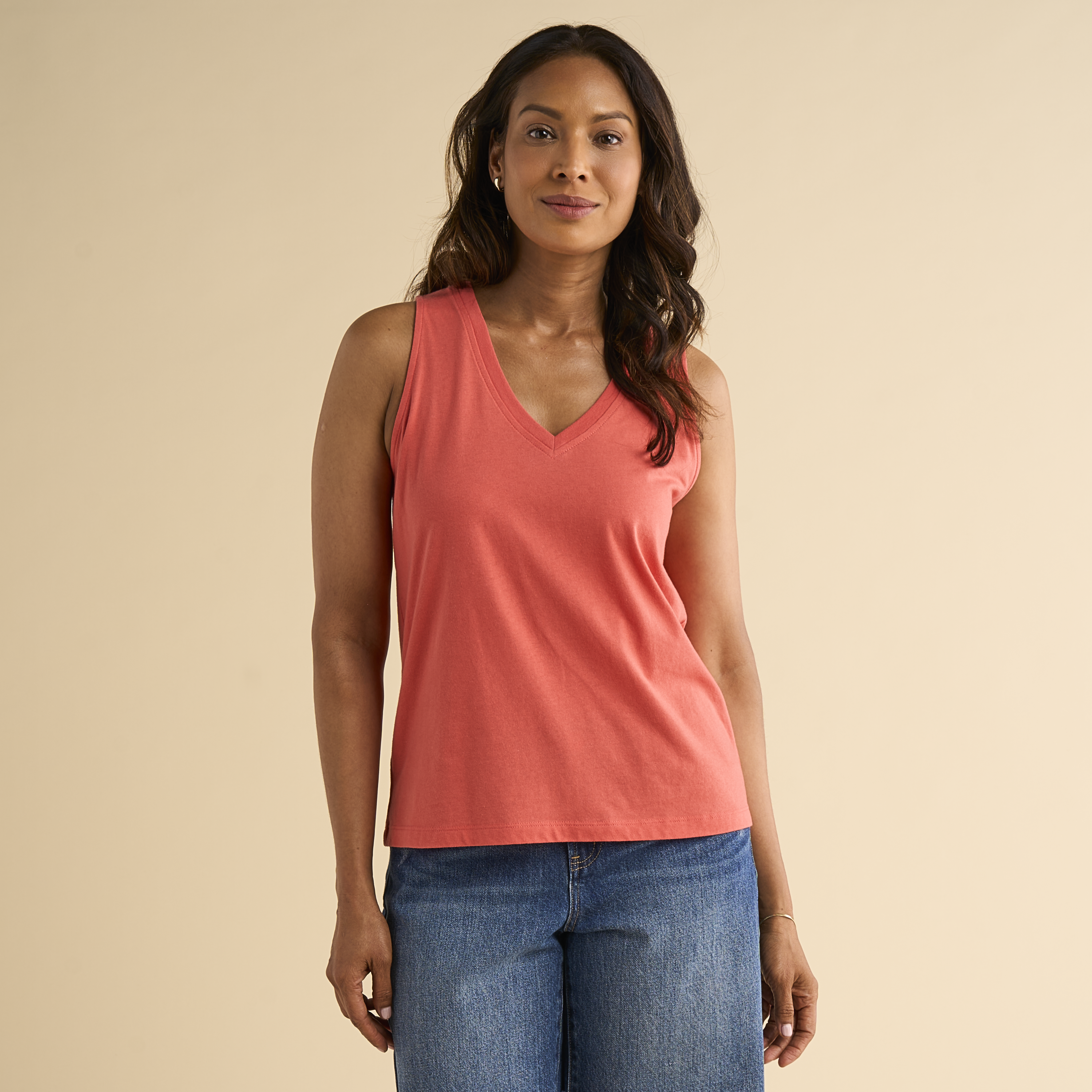 Image of Natural Reflections Everyday REPREVE V-Neck Tank Top - Spiced Coral