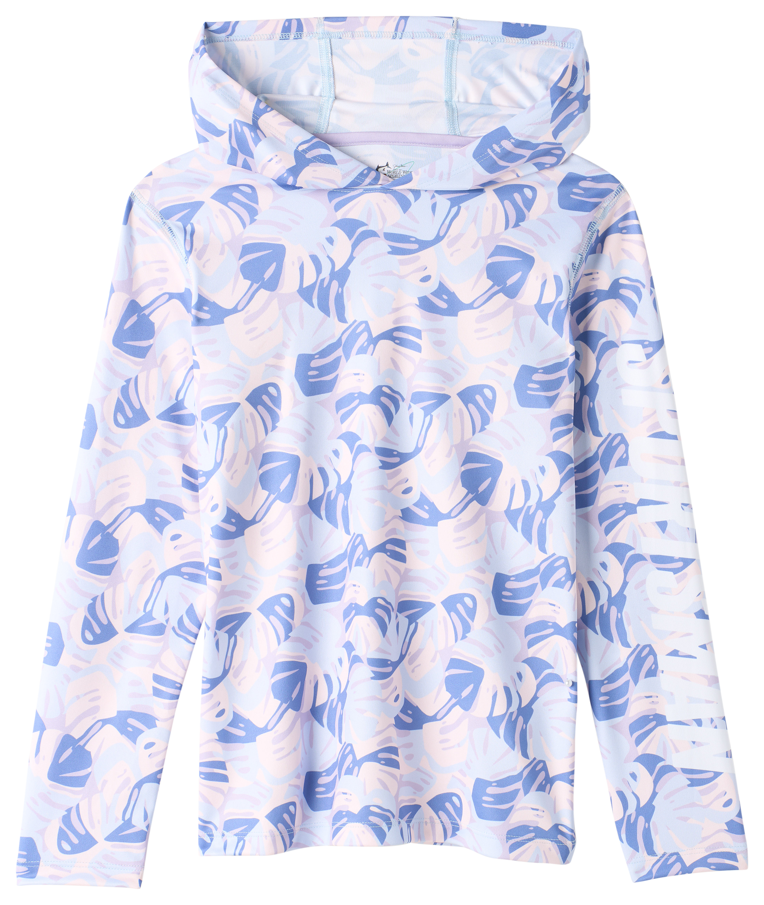 Image of World Wide Sportsman Surfcaster Knit Hoodie for Kids - Monstera Ballad Blue