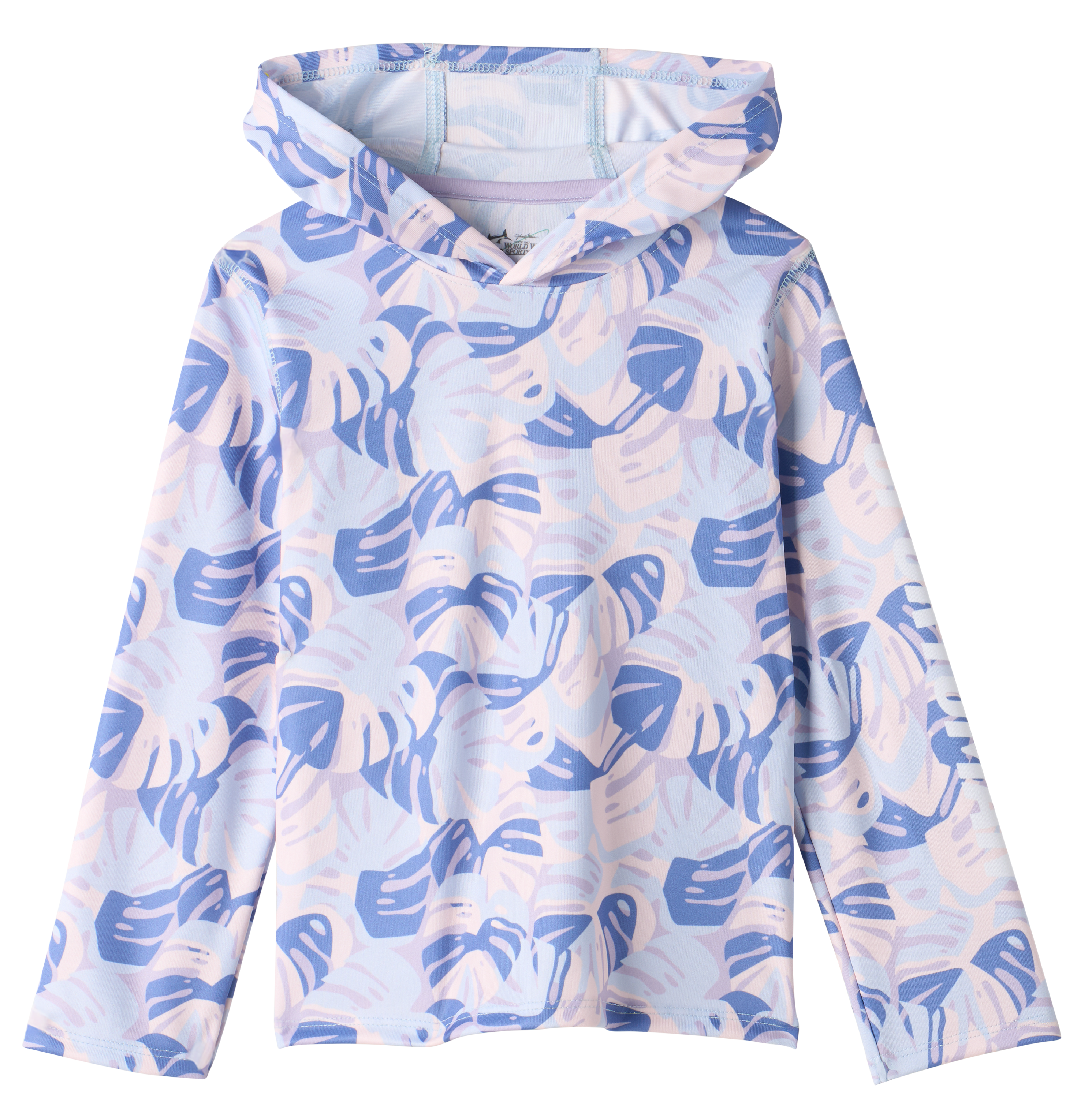 Image of World Wide Sportsman Surfcaster Knit Hoodie for Toddlers - Monstera Ballad Blue