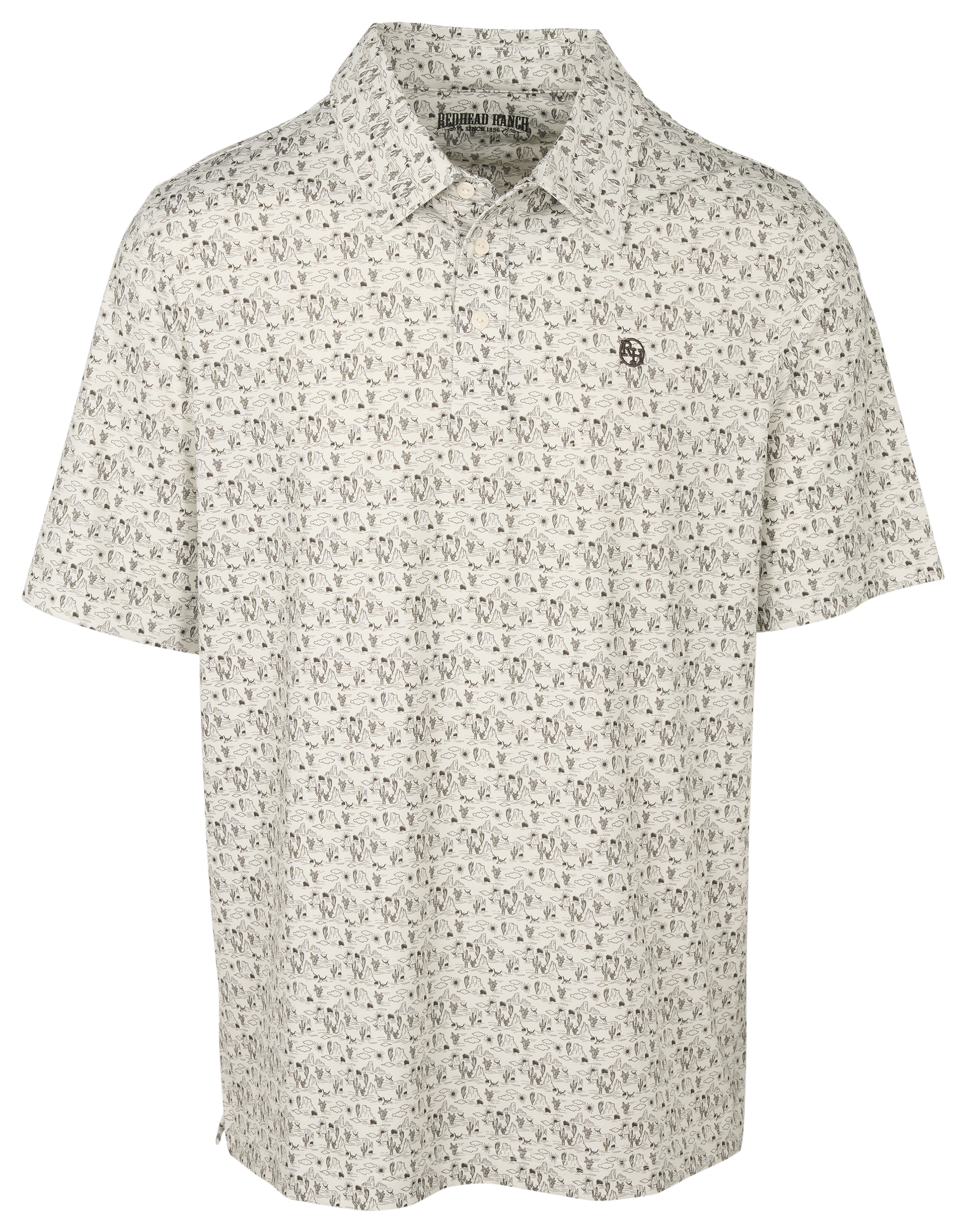 Image of RedHead Ranch Four Buttes Short-Sleeve Polo for Men - Raven Scenic