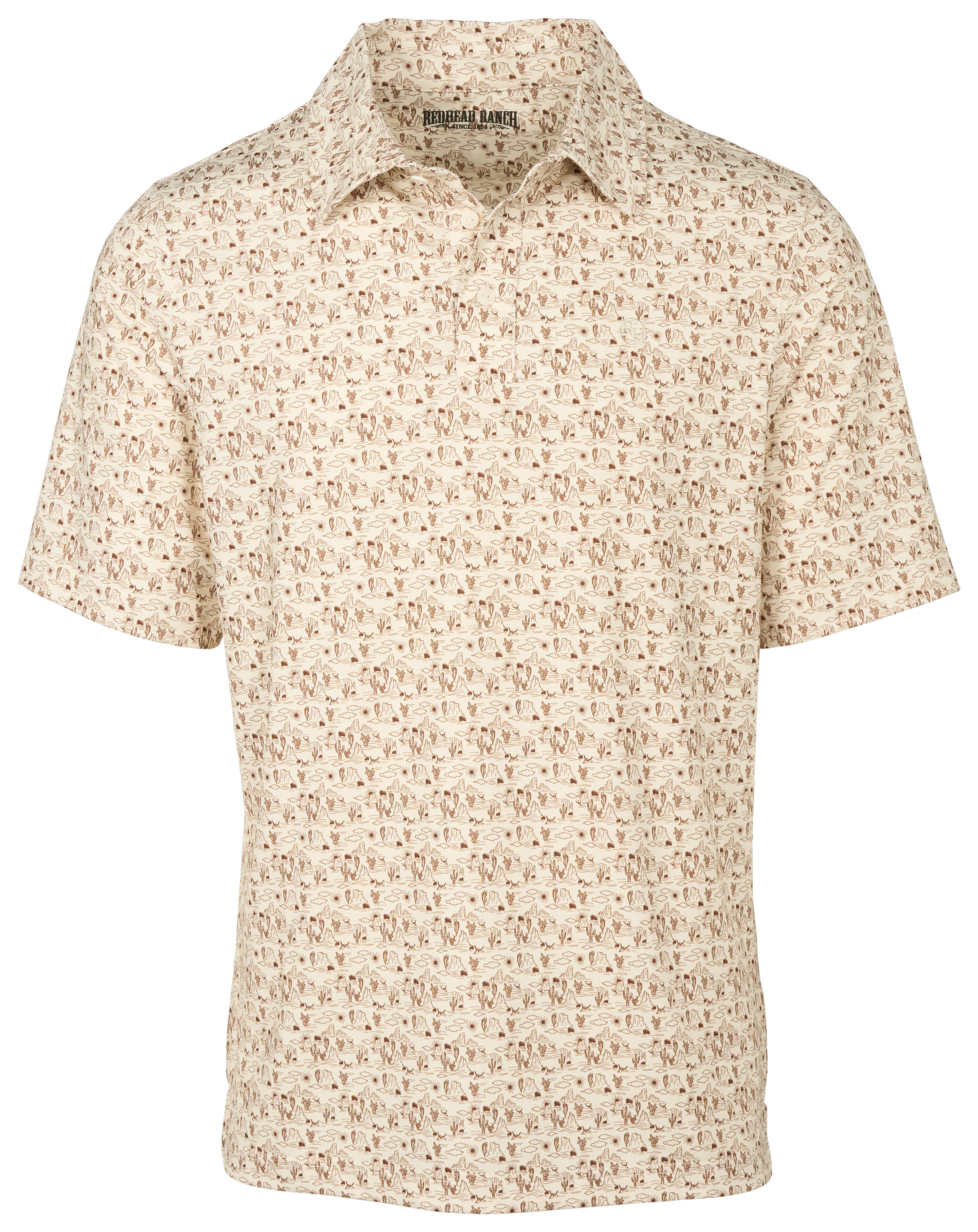 Image of RedHead Ranch Four Buttes Short-Sleeve Polo for Men - Chicory Scenic