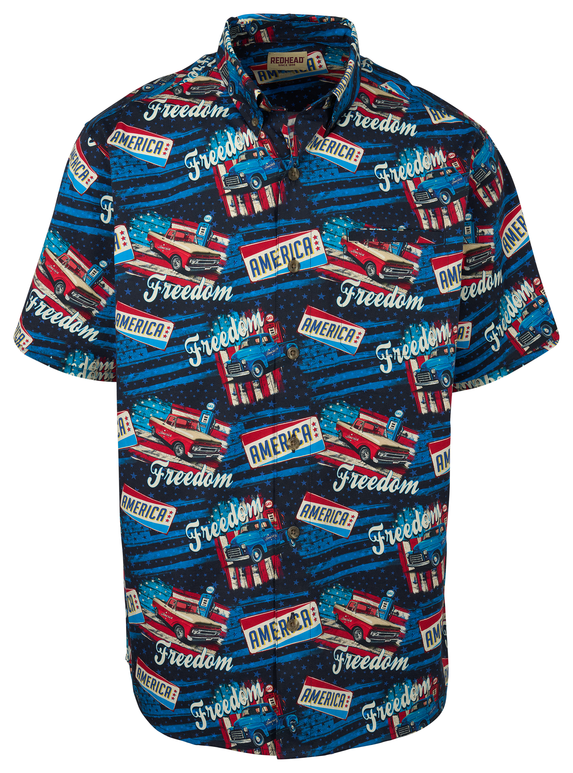Image of RedHead Freedom Trucks Woven Short-Sleeve Button-Down Shirt - Freedom Trucks
