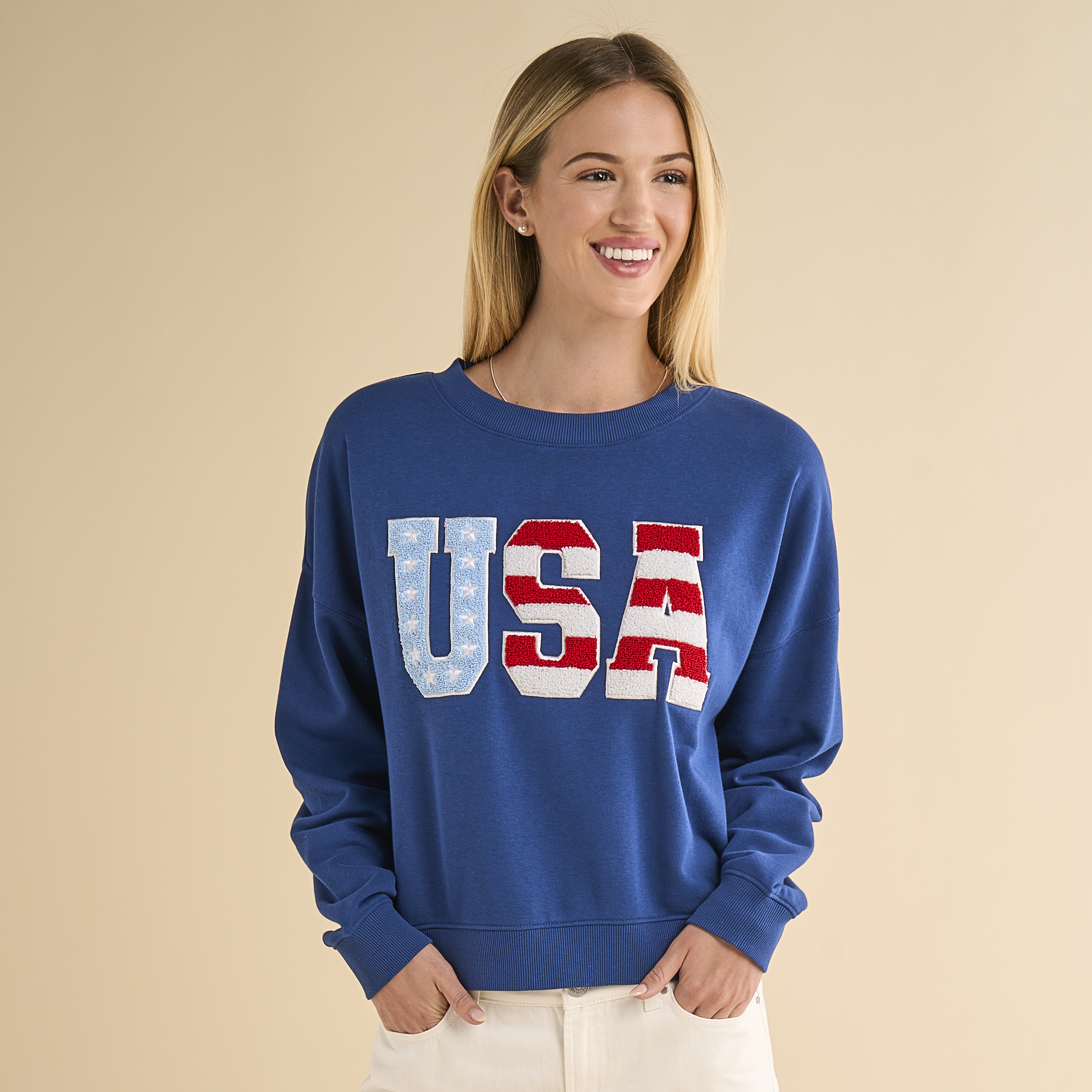 Image of Natural Reflections USA Sweatshirt - Navy Peony