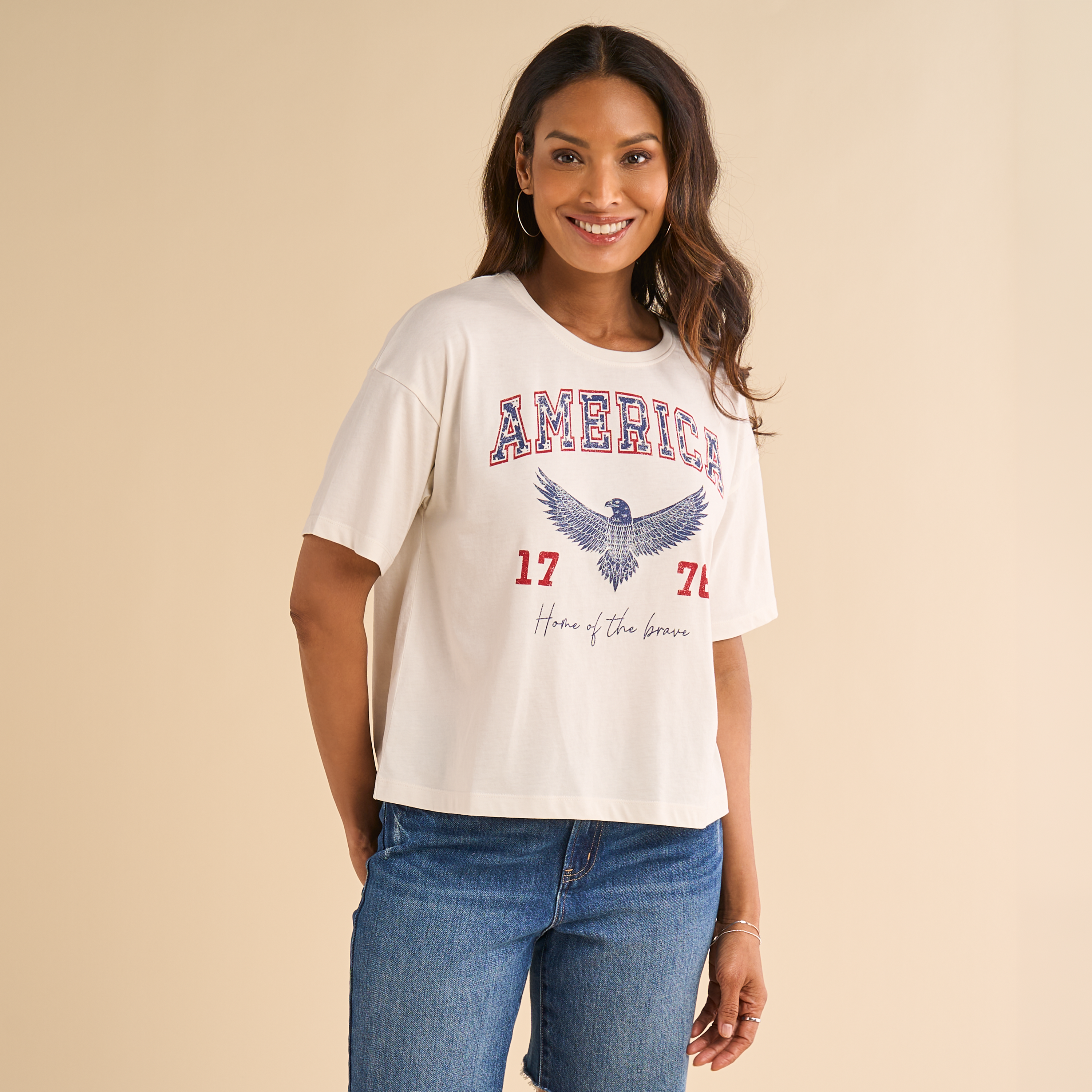 Image of Natural Reflections America Home of the Brave Short-Sleeve T-Shirt - Blanc De Blanc