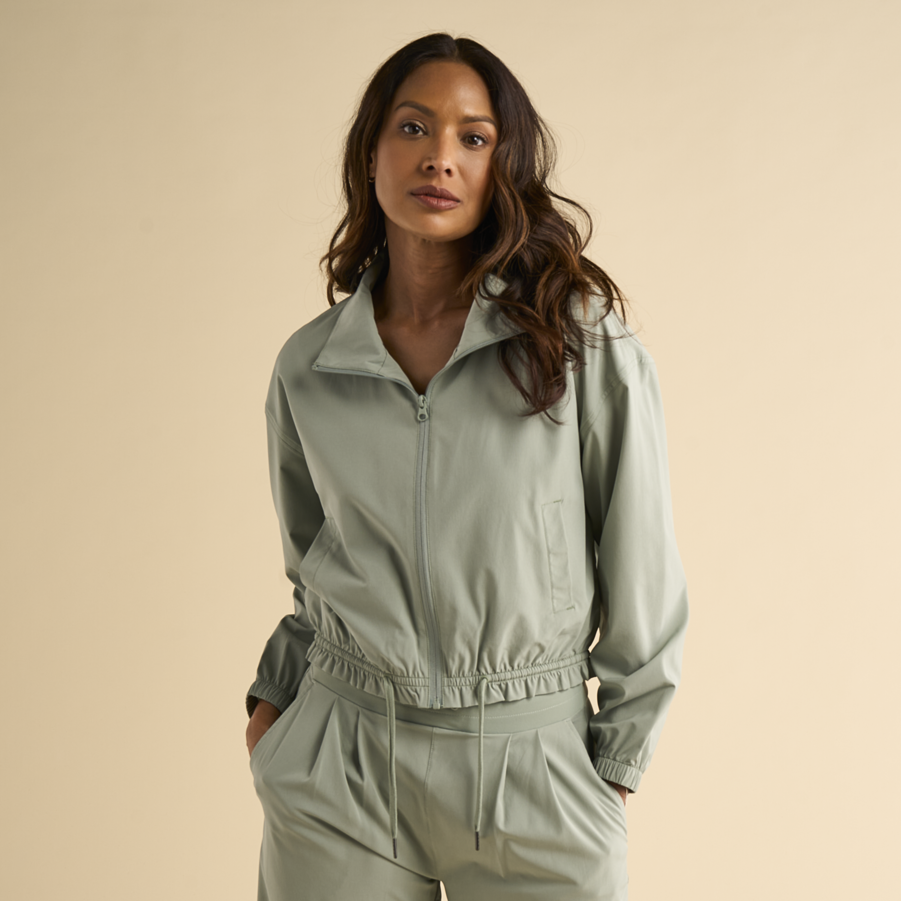 Image of Natural Reflections Tech Stretch Bomber Jacket - Iceberg Green - L