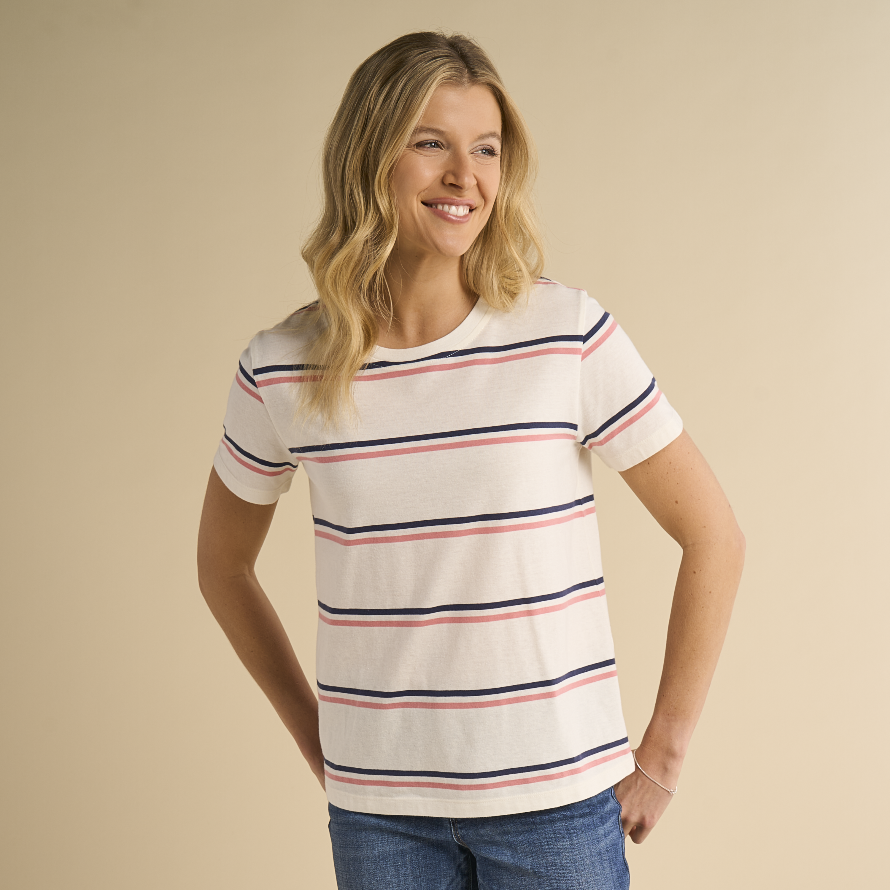 Natural Reflections Natural Reflections Everyday Crew Short-Sleeve T-Shirt - Egret Stripe - $12.99 at Bass Pro Shops