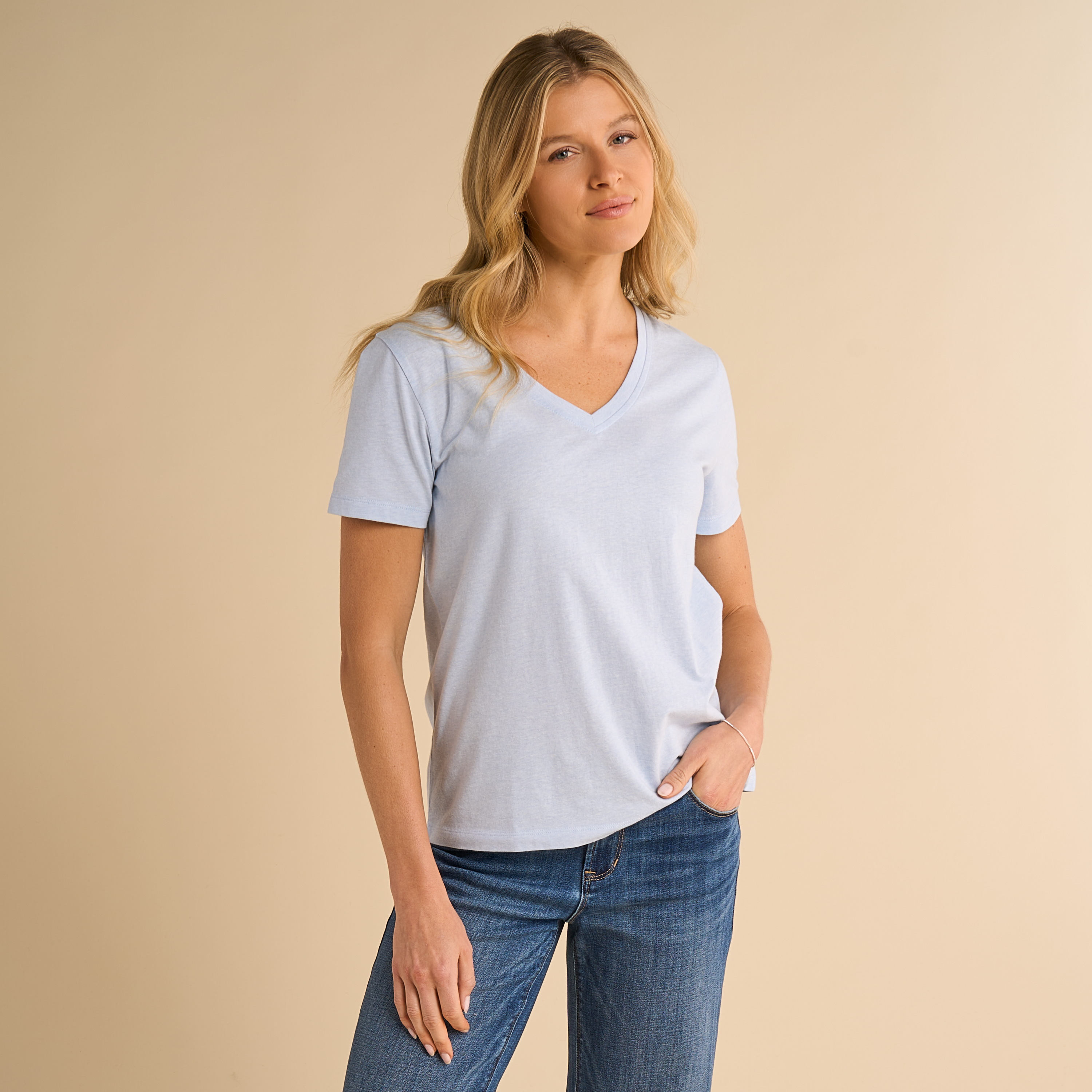 Image of Natural Reflections Everyday V-Neck Short-Sleeve T-Shirt - Skyway