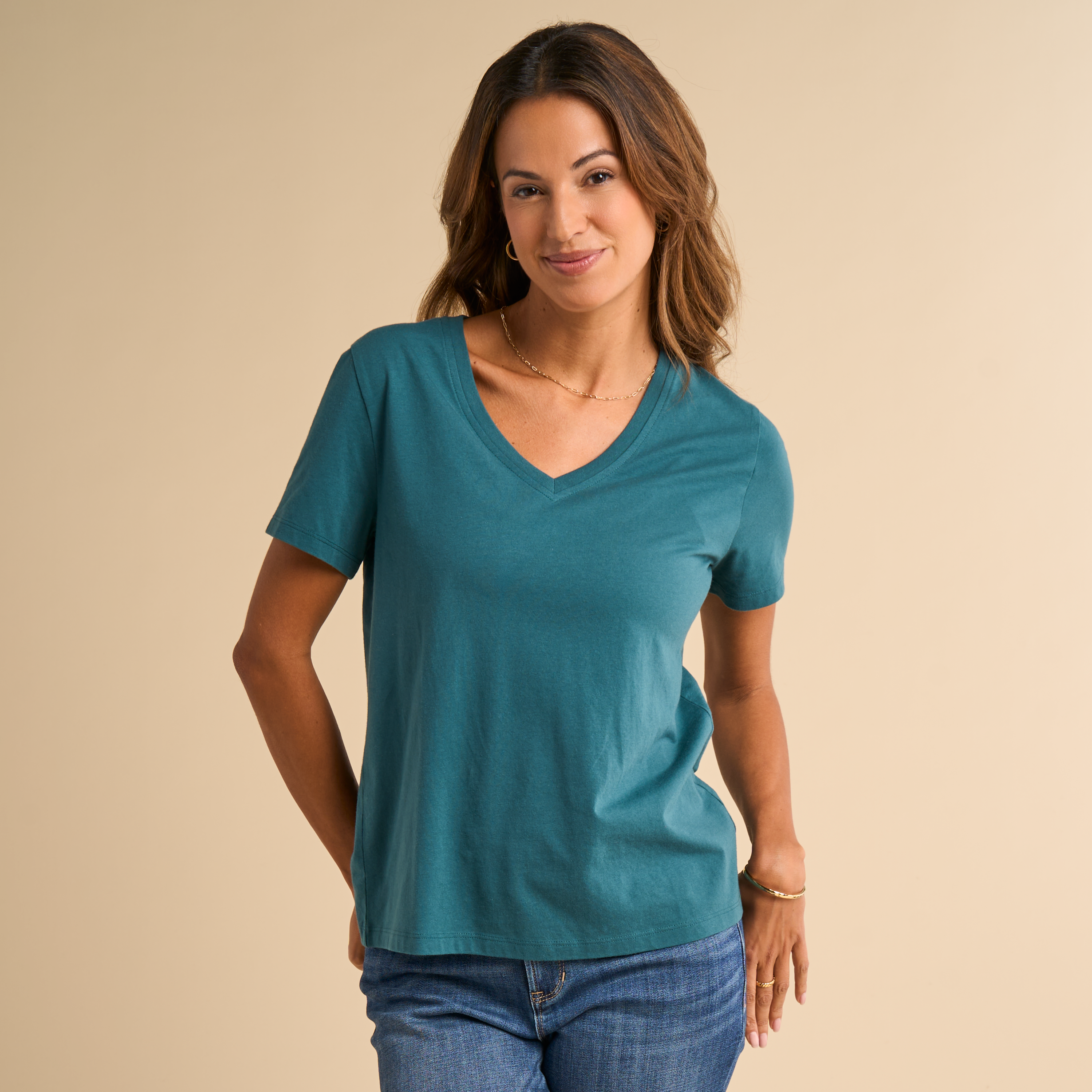 Image of Natural Reflections Everyday V-Neck Short-Sleeve T-Shirt - Mediterranea