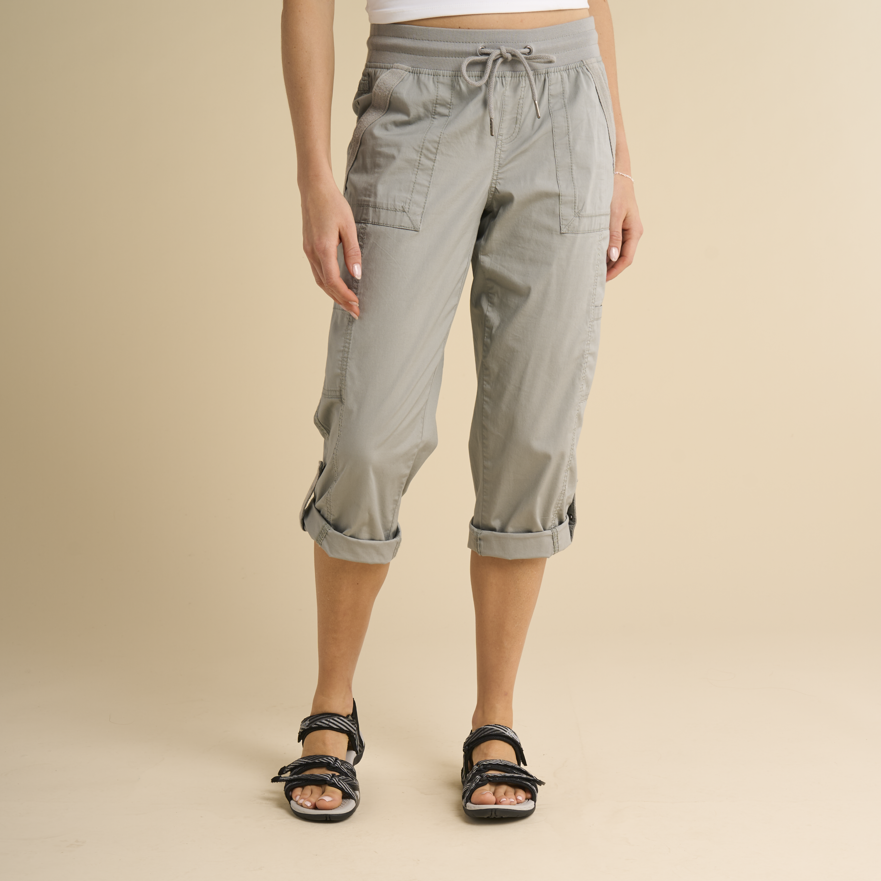 Image of Natural Reflections Honey Creek Capris - Neutral Grey