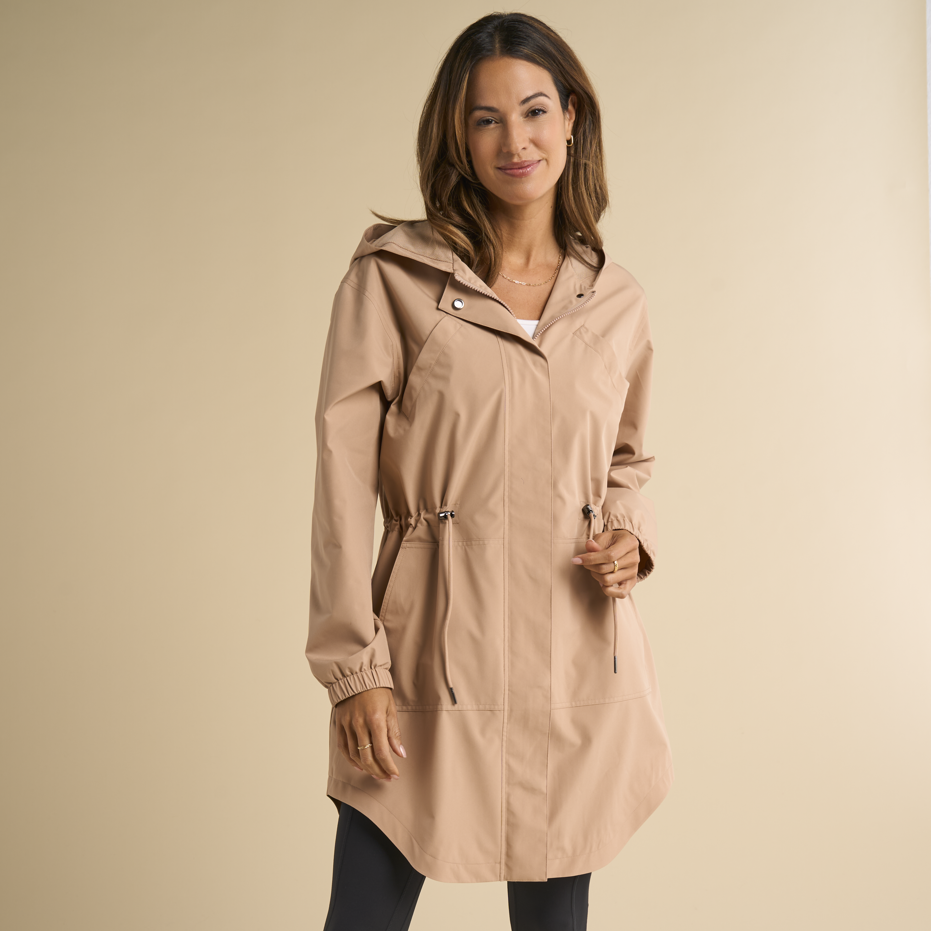 Image of Natural Reflections Tech Stretch Trench Coat - Warm Taupe