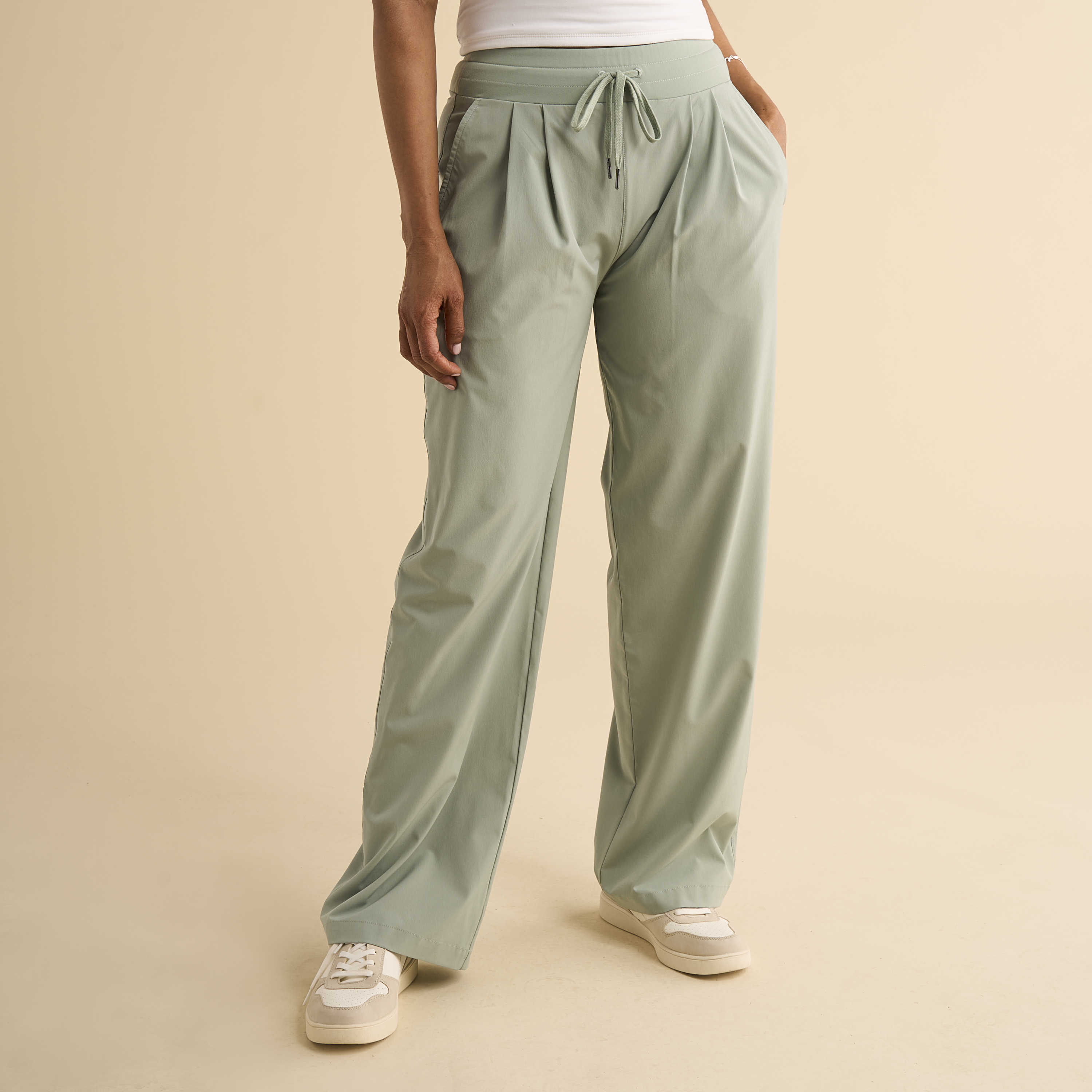 Image of Natural Reflections Tech Stretch Wide Leg Pants - Iceberg Green