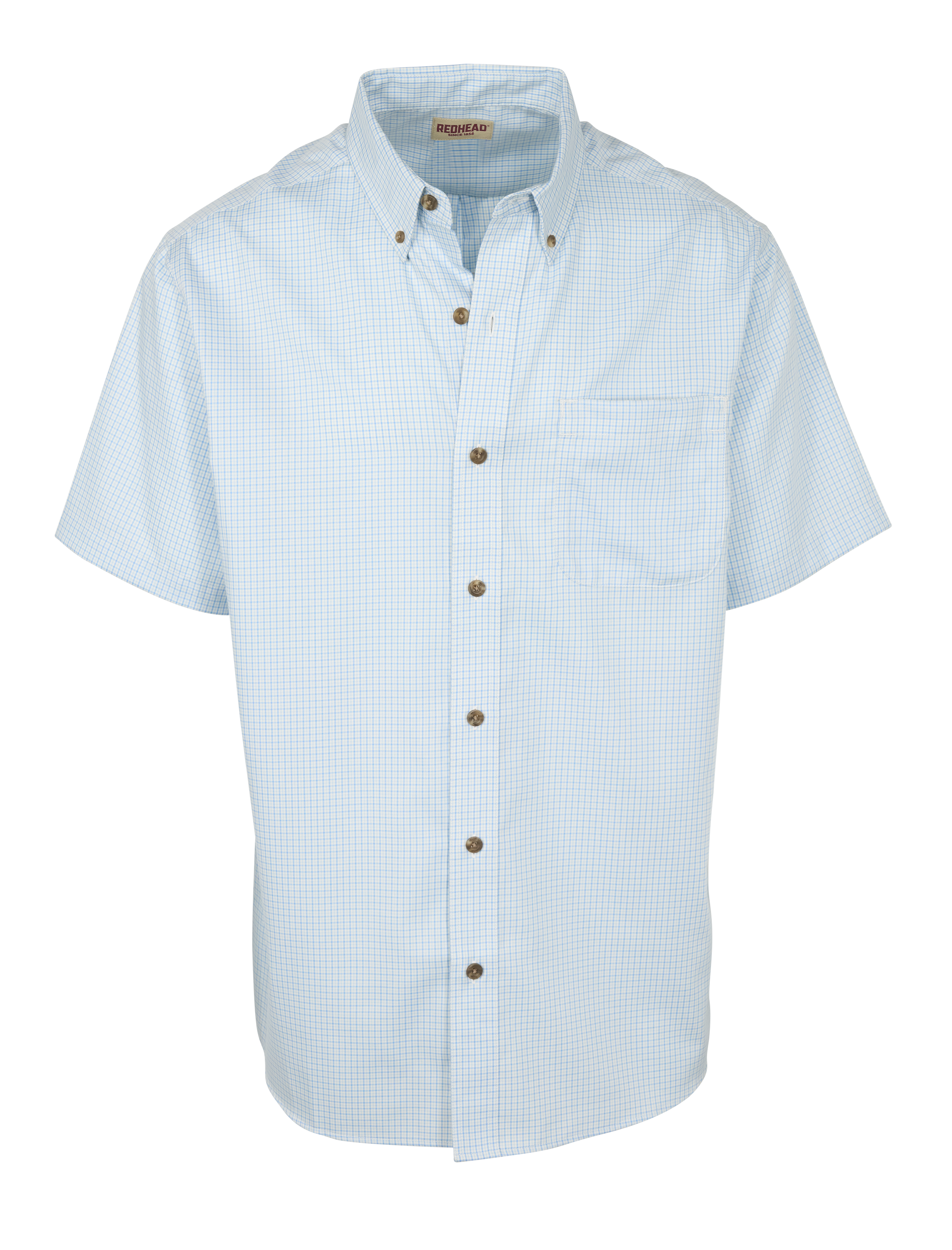 Image of RedHead Wrinkle-Free Plaid Short-Sleeve Button-Down Shirt - Marina Houndstooth