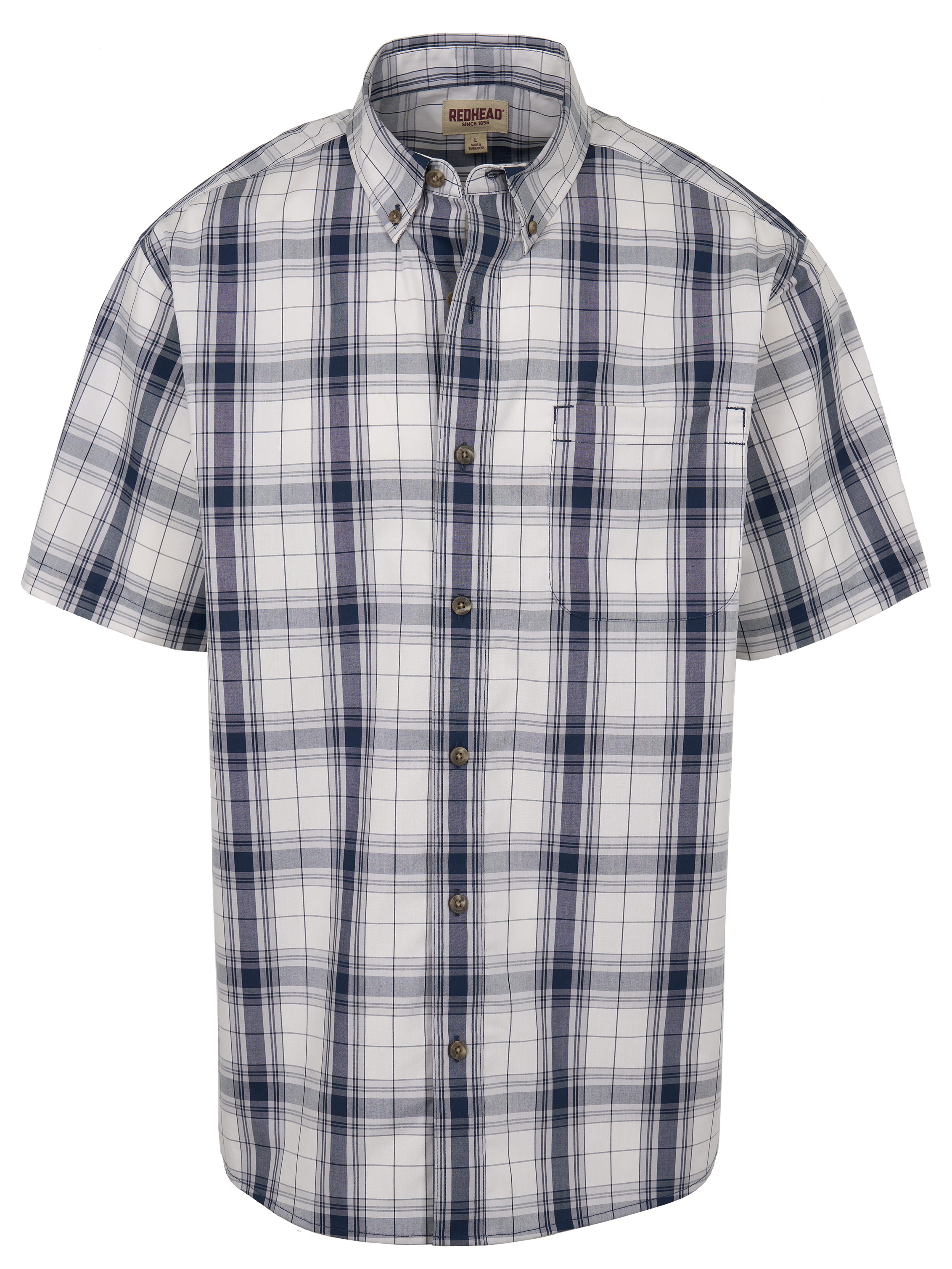 Image of RedHead Wrinkle-Free Plaid Short-Sleeve Button-Down Shirt - Dove Baja Plaid