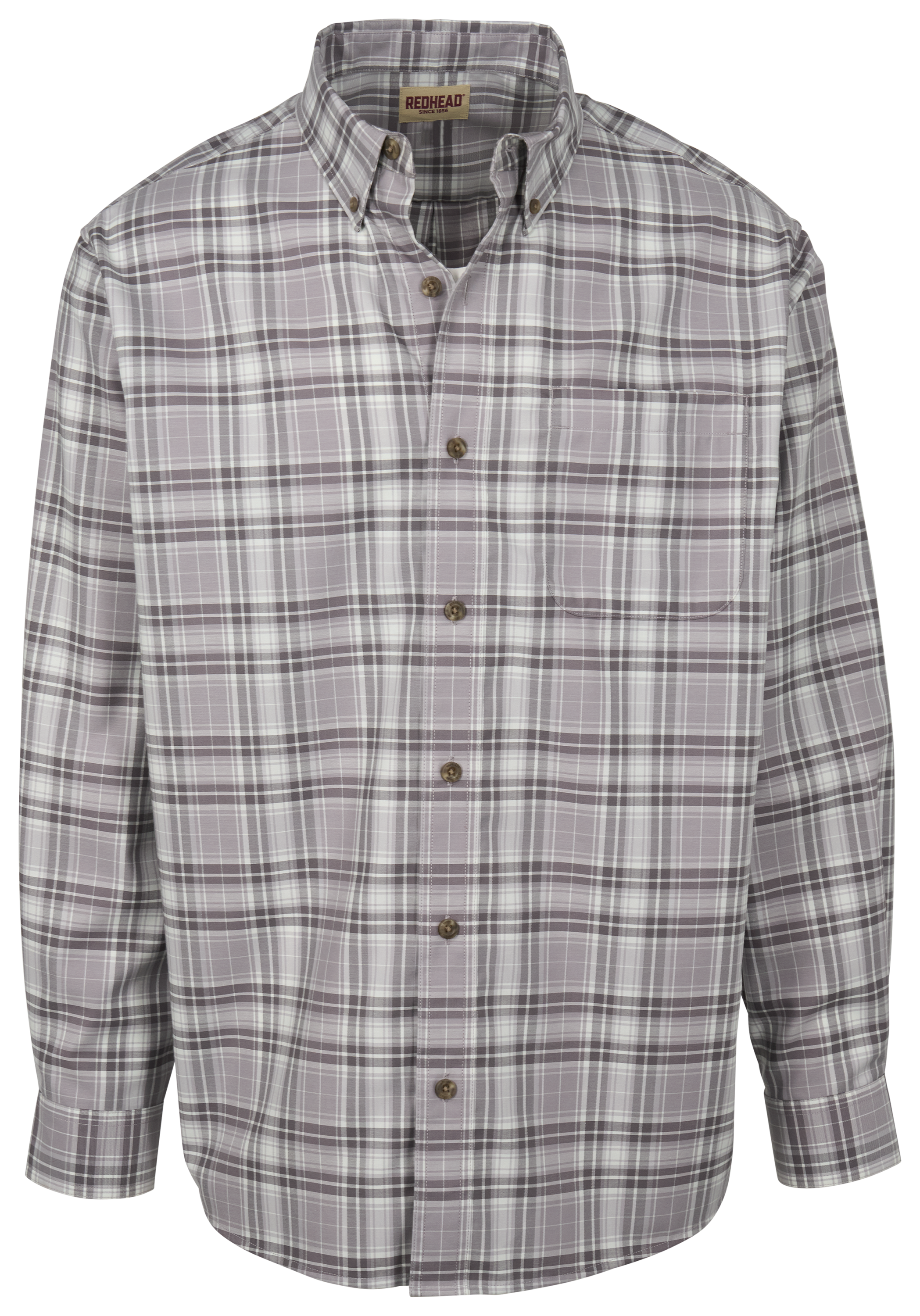 Image of RedHead Wrinkle-Free Easy-Care Button-Down Long-Sleeve Shirt - Titanium Denver