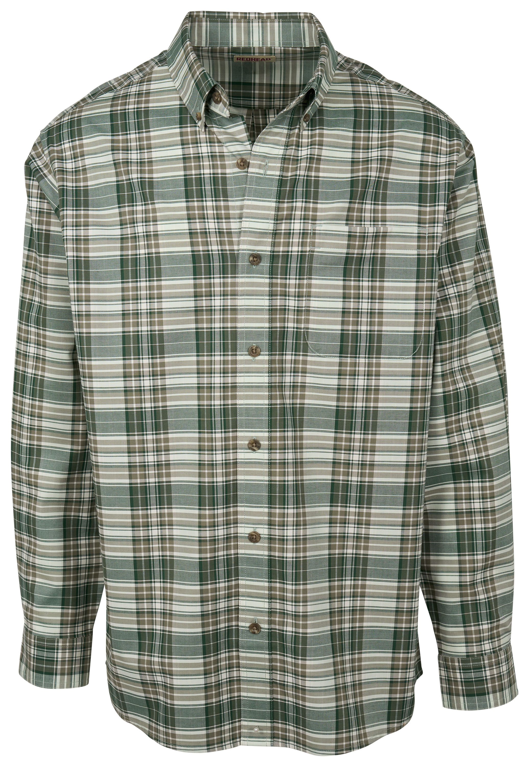 Image of RedHead Wrinkle-Free Easy-Care Button-Down Long-Sleeve Shirt - Green Lily Denver