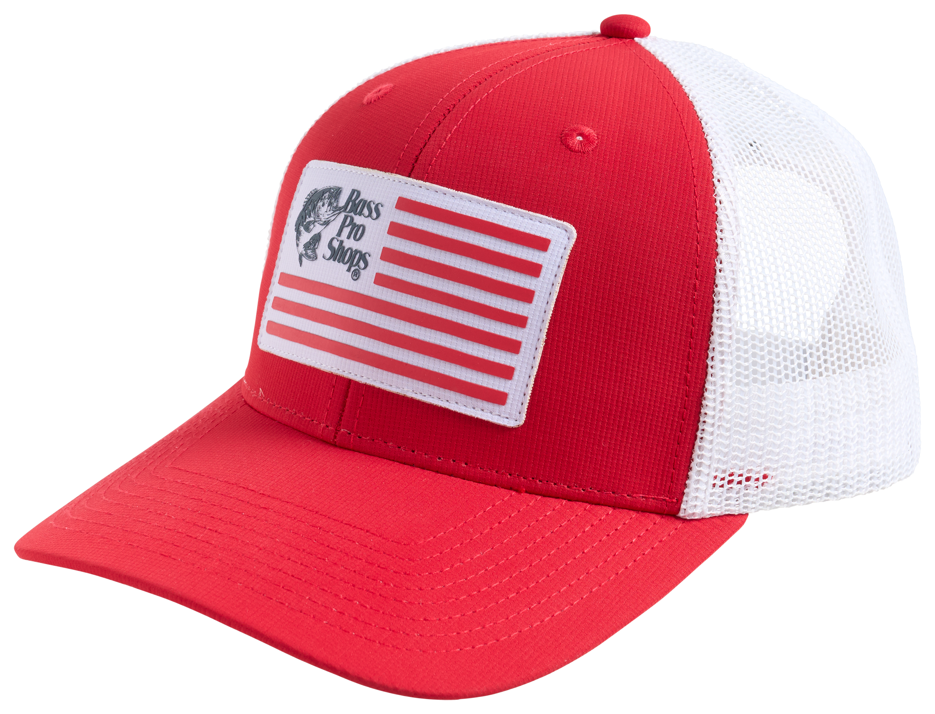 Image of Bass Pro Shops Logo Flag Mesh-Back Snapback Cap - Red/White