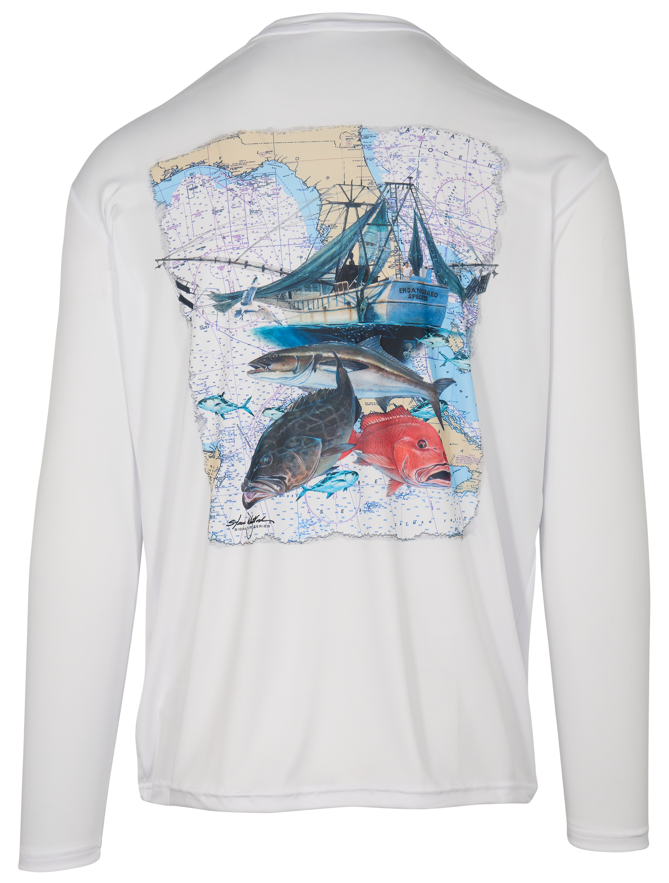 Image of Steve Whitlock Signature Series Florida Coast Game Fish Long-Sleeve T-Shirt - White - M