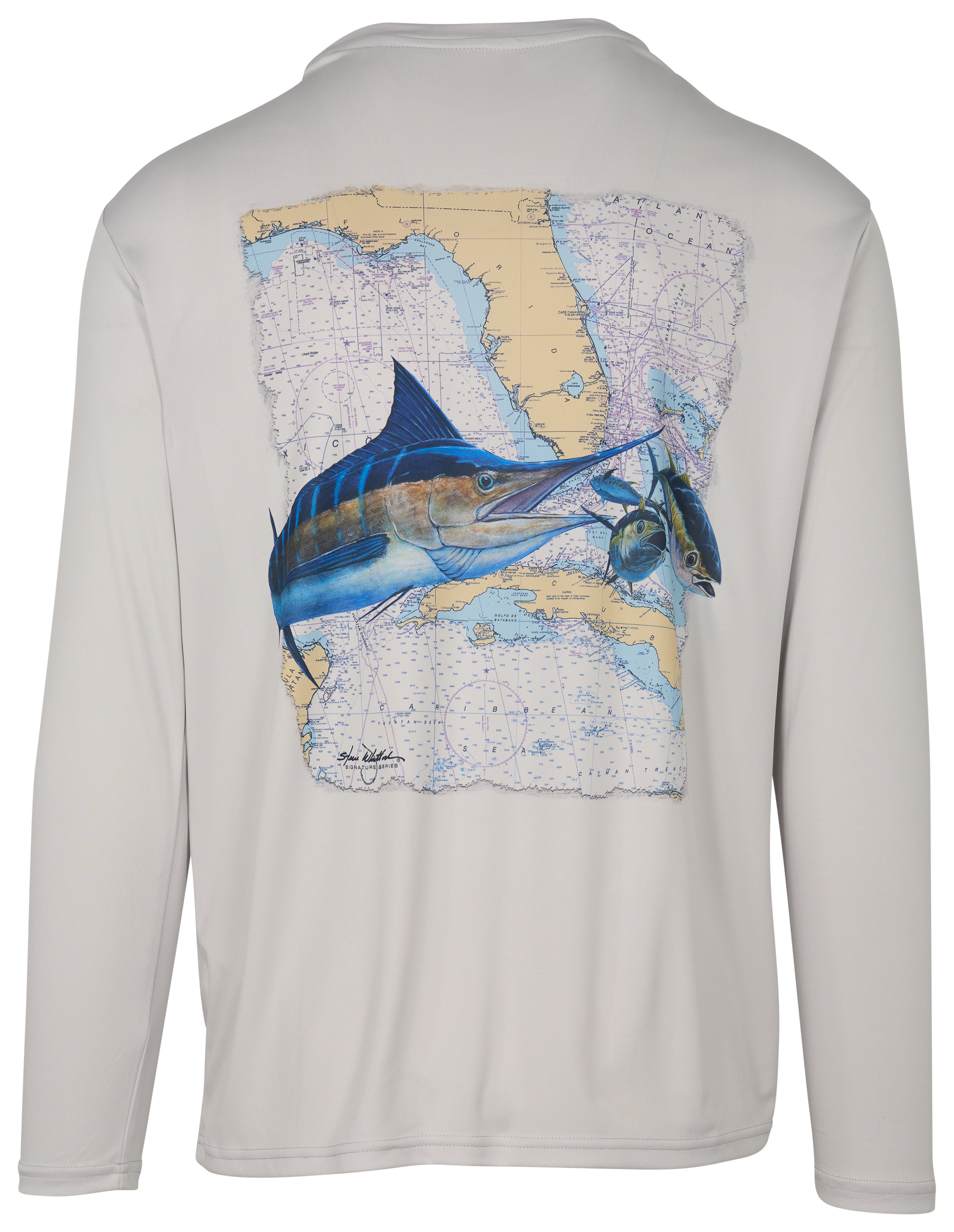 Image of Steve Whitlock Signature Series Coastal Fishing Long-Sleeve T-Shirt - Silver - M